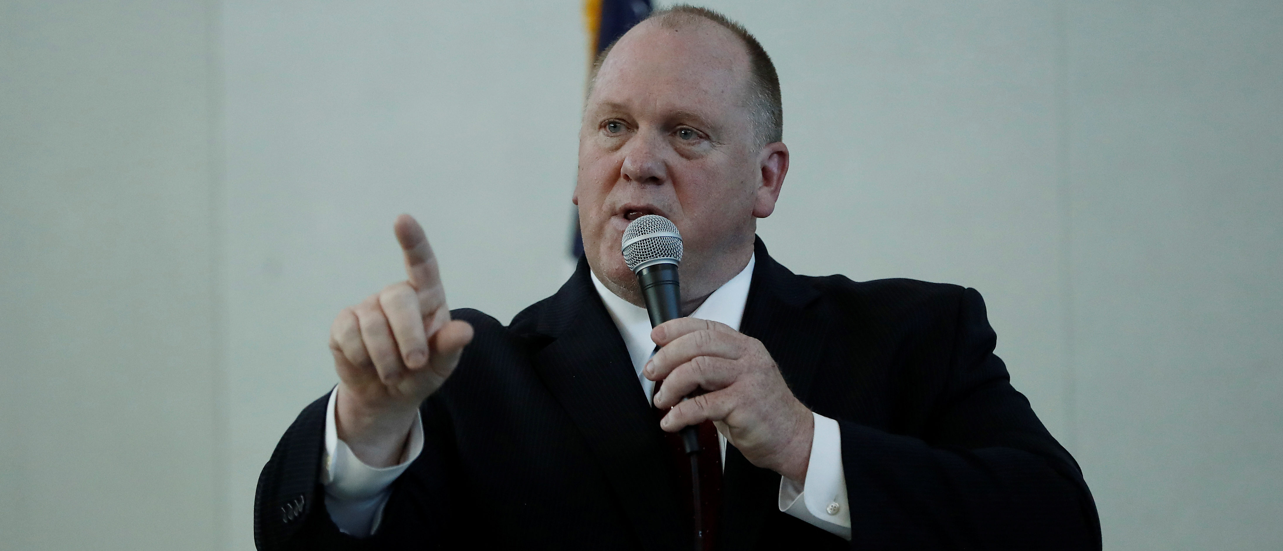 Thomas Homan, acting director of U.S. Immigration and Customs Enforcement (ICE), speaks during a town hall meeting in Sacramento