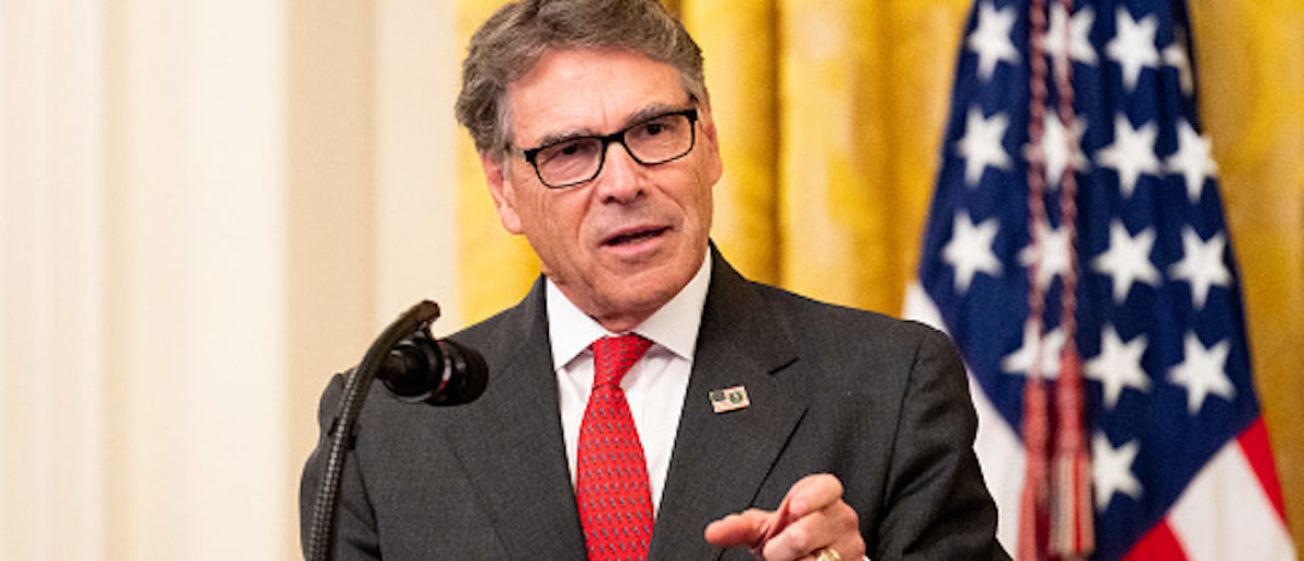 WASHINGTON, D C , UNITED STATES - 2019/07/08: United States Secretary of Energy Rick Perry speaking about "America's Environmental Leadership" in the East Room of the White House in Washington, DC. (Photo by Michael Brochstein/SOPA Images/LightRocket via Getty Images)