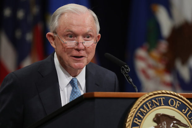 Former-U.S.-Attorney-General-Jeff-Sessions-delivers-remarks-during-a-farewell-ceremony-for-Deputy-Attorney-General-Rod-Rosenstein-at-the-Robert-F.-Kennedy-Main-Justice-Building-May-09-2019-in-Washington-DC-620x413.jpg