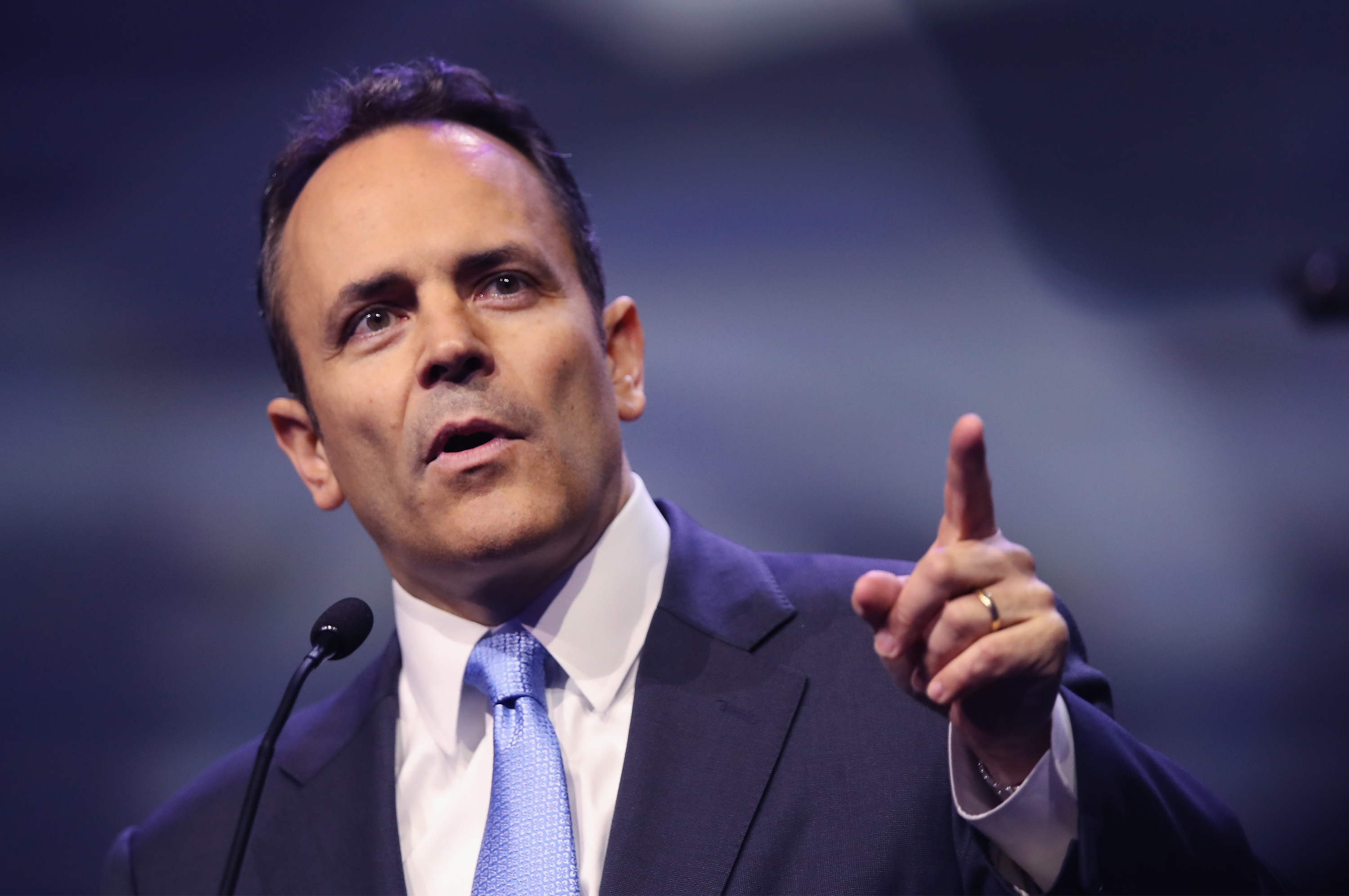 LOUISVILLE, KY - MAY 20: Gov. Matt Bevin (R-Ky.) speaks at the National Rifle Association's NRA-ILA Leadership Forum during the NRA Convention at the Kentucky Exposition Center on May 20, 2016 in Louisville, Kentucky. The convention, which opened today, runs until May 22. (Photo by Scott Olson/Getty Images)