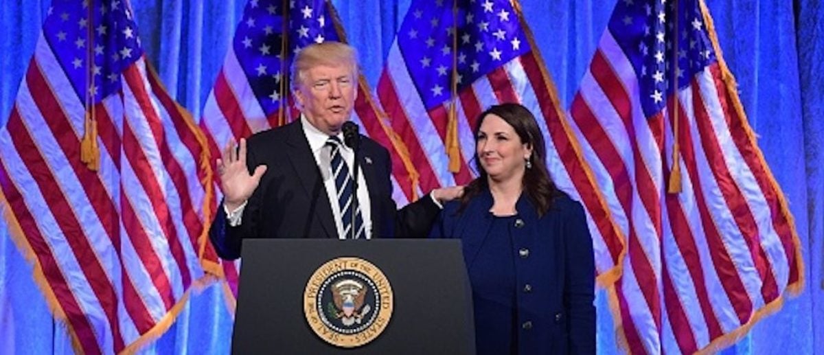 US President Donald Trump speaks after his introduction by RNC Chairwoman Ronna Romney McDaniel at a fundraising breakfast in a restaurant in New York, New York on December 2, 2017. / AFP PHOTO / MANDEL NGAN (Photo credit should read MANDEL NGAN/AFP/Getty Images)