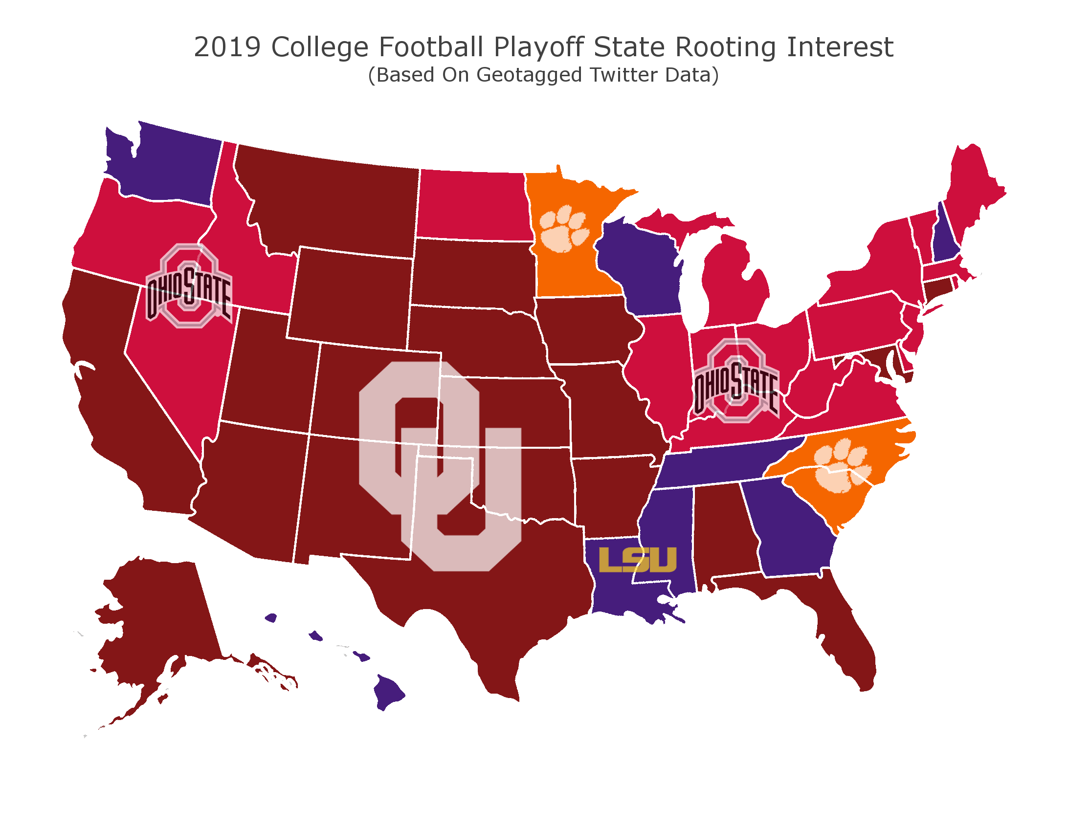 College Football Playoff Map (Credit: BetOnline)
