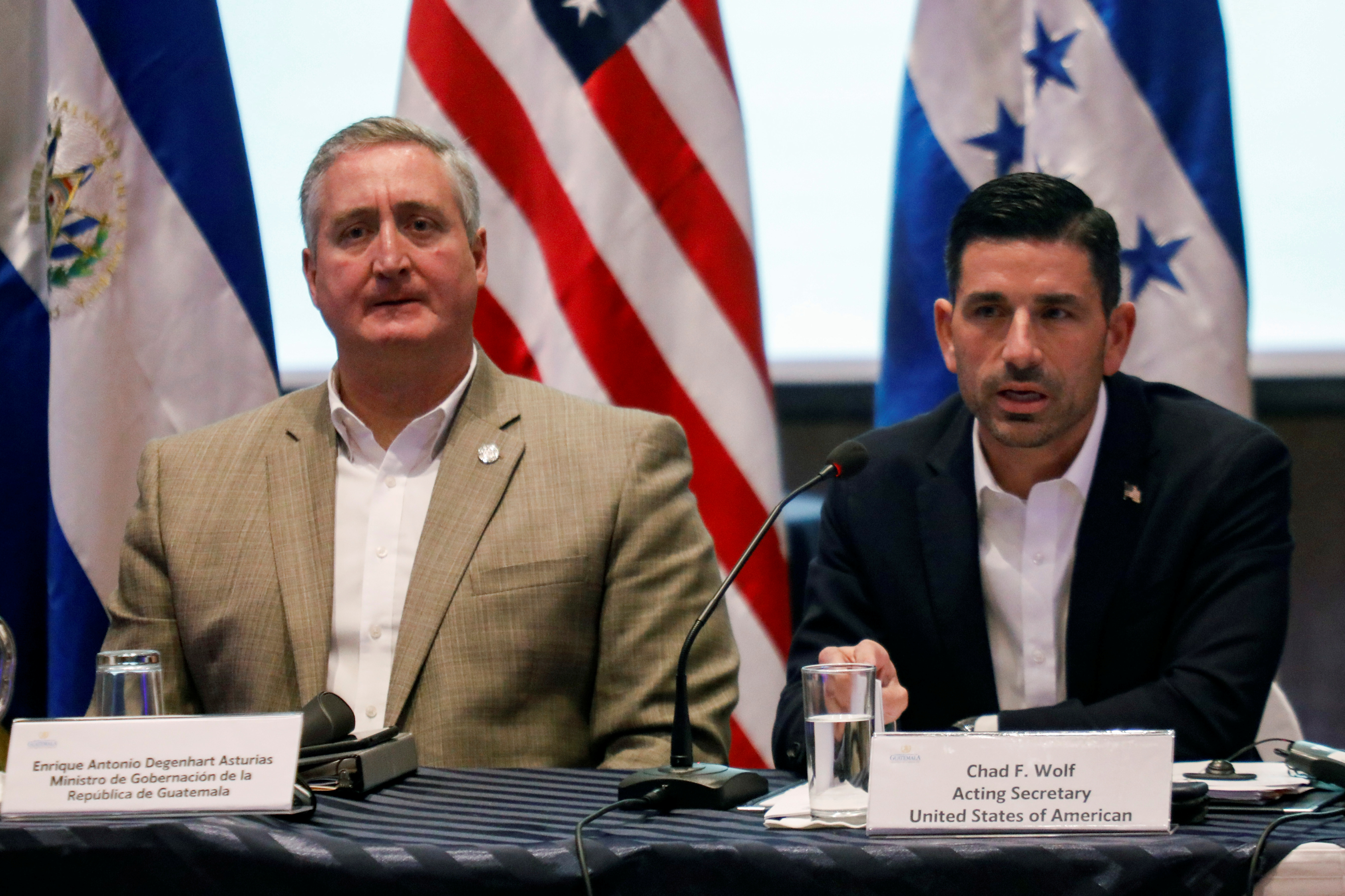 U.S. Acting DHS Secretary Chad Wolf attends a press conference in Guatemala City