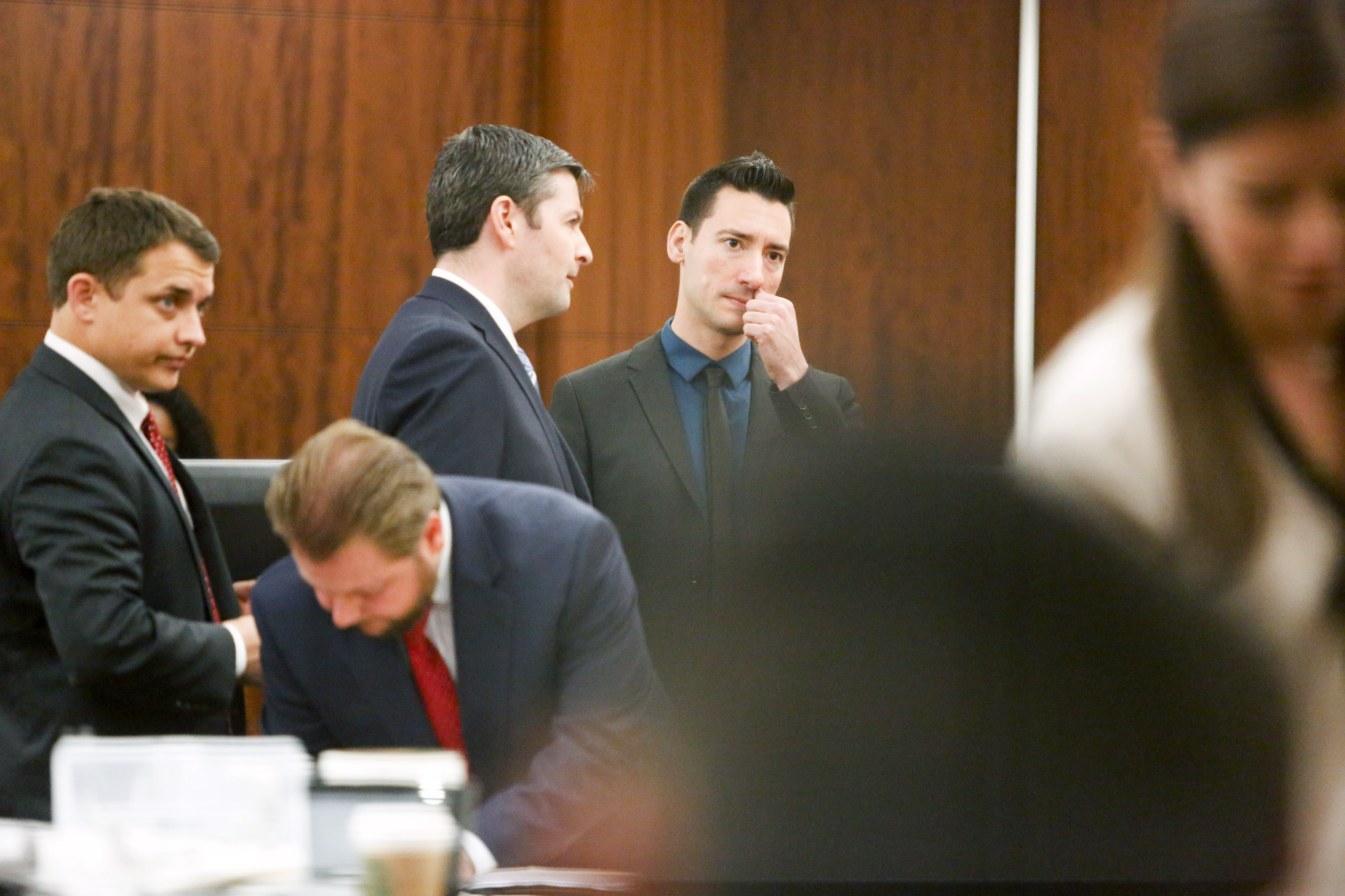 David Daleiden (C), a defendant in an indictment stemming from a Planned Parenthood video he helped produce, appears in court on February 4, 2016. (Eric Kayne/Getty Images)