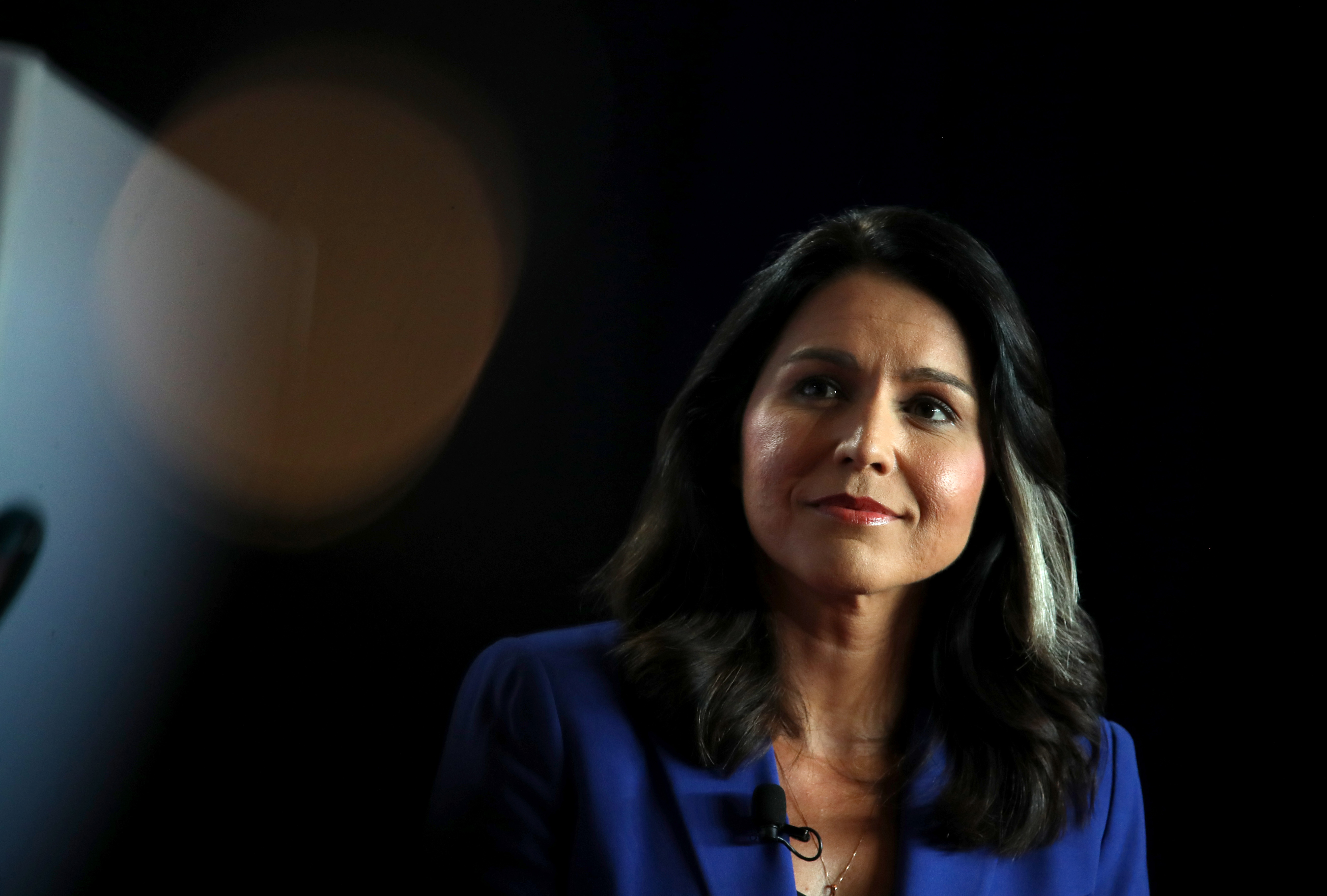 CEDAR RAPIDS, IOWA - JULY 17: Democratic presidential candidate U.S. Rep. Tulsi Gabbard (D-HI) speaks during the AARP and The Des Moines Register Iowa Presidential Candidate Forum on July 17, 2019 in Cedar Rapids, Iowa. Twenty democratic presidential hopefuls are participating in the AARP and Des Moines Register candidate forums that will feature four candidates per forum that are being to be held in cities across Iowa over five days. (Photo by Justin Sullivan/Getty Images)