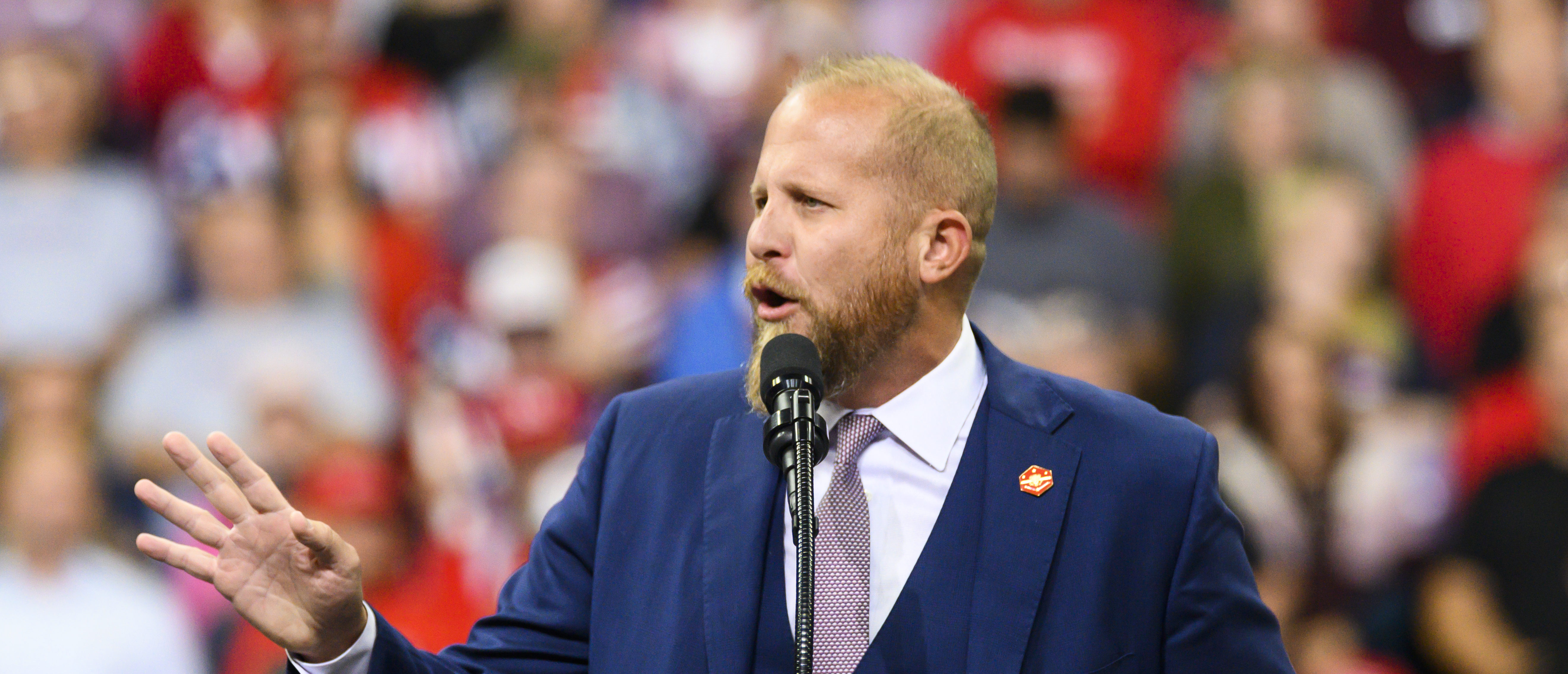 MINNEAPOLIS, MN - OCTOBER 10: Brad Parscale, campaign manager for U.S. President Donald Trump, speaks before a rally at the target center on October 10, 2019 in Minneapolis, Minnesota. The rally follows a week of a contentious back and forth between Minneapolis Mayor Jacob Frey and President Trump. (Photo by Stephen Maturen/Getty Images)