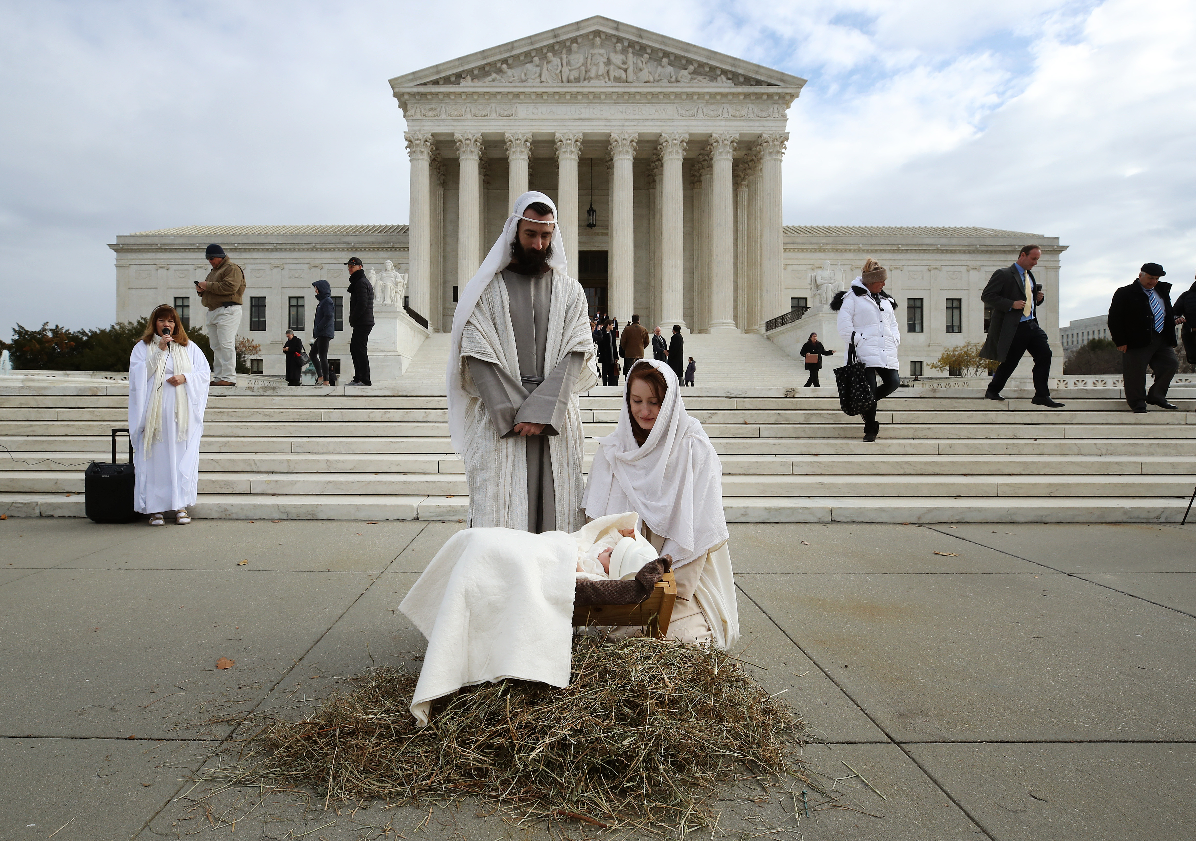 A live nativity scene is conducted in front of the Supreme Court on December 4, 2019. (Mark Wilson/Getty Images)