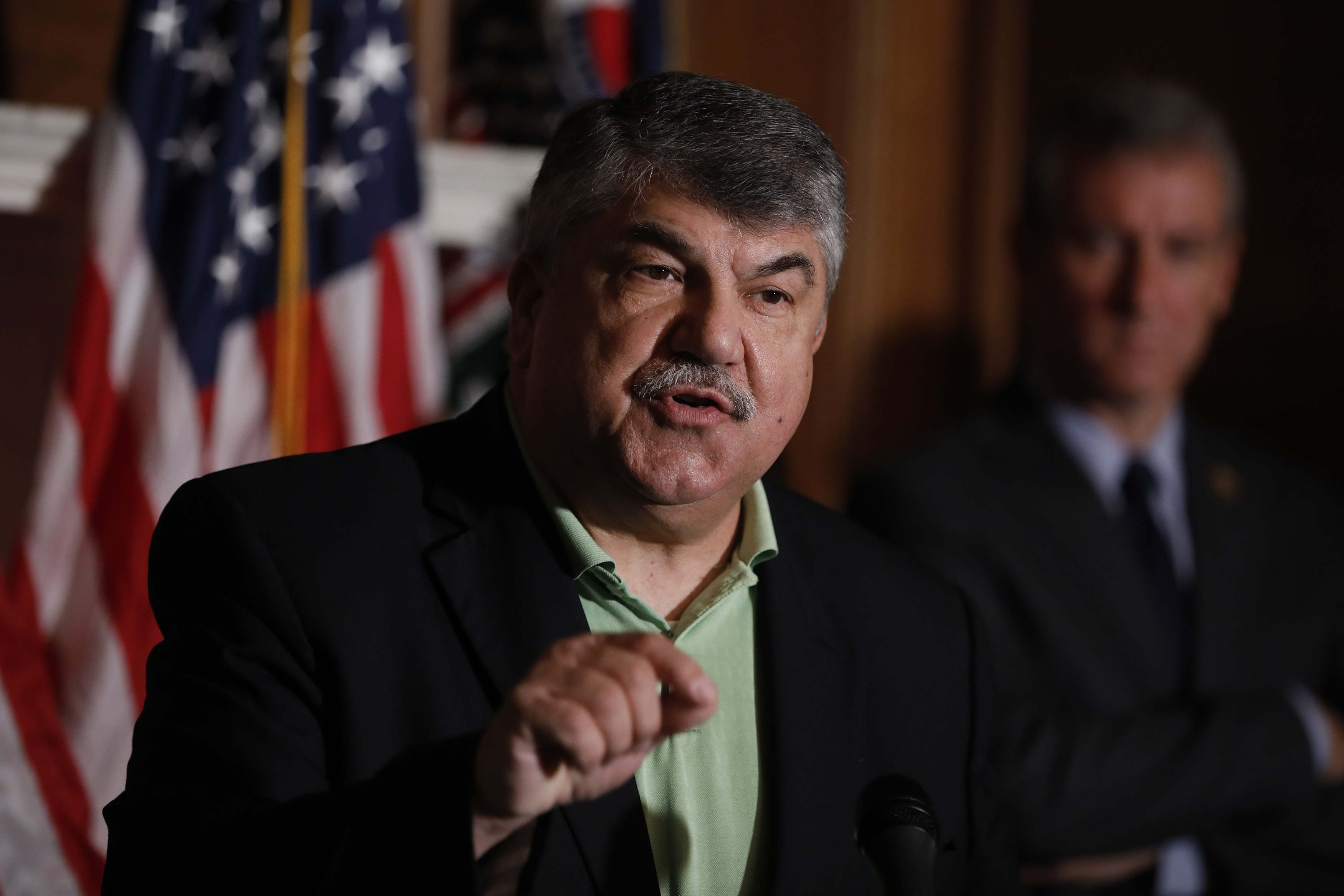 AFL-CIO President Richard Trumka speaks in support of legislation to protect the rights of public sector works following the Supreme Court's decision in Janus v. AFSCME. (Aaron P. Bernstein/Getty Images)