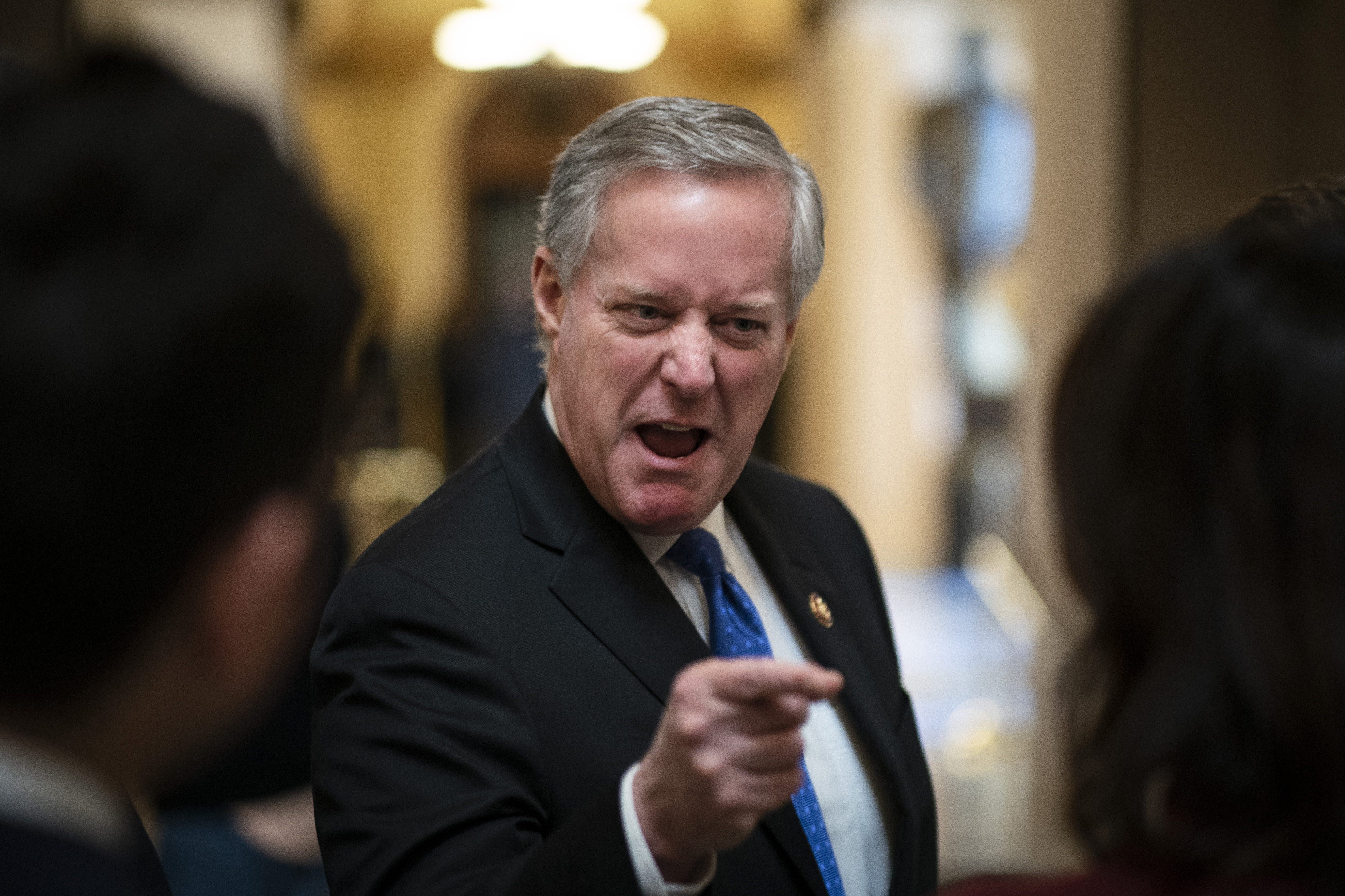 WASHINGTON, DC DECEMBER 18: Rep. Mark Meadows (R-NC) speaks to reporters in Statuary Hall at the U.S. Capitol as debate on the articles of impeachment against President Trump continues on December 18, 2019 in Washington, DC. Later today the U.S. House of Representatives will vote on two articles of impeachment against U.S. President Donald Trump charging him with abuse of power and obstruction of Congress. (Photo by Drew Angerer/Getty Images)