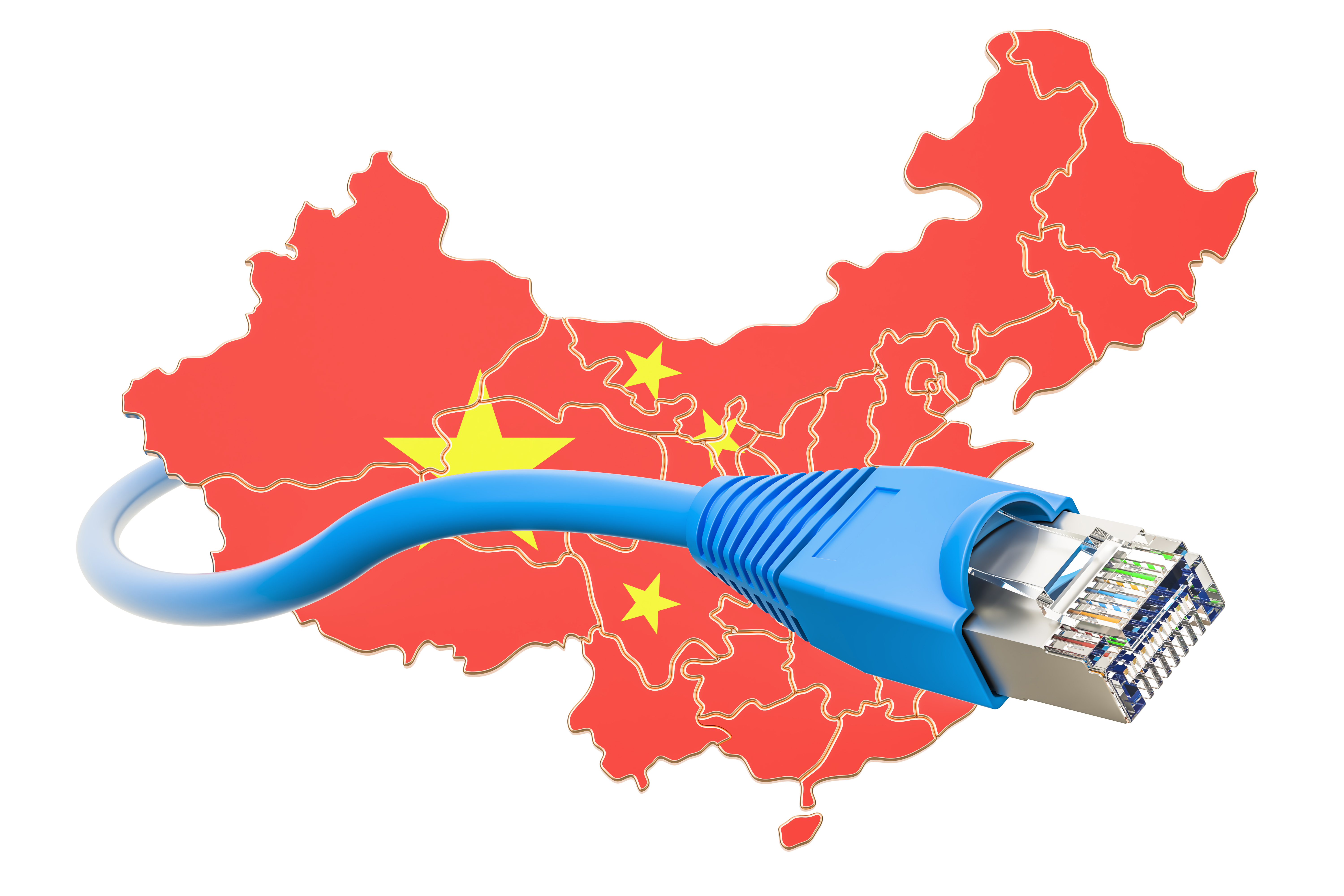 Internet service provider in China concept, 3D rendering isolated on white background - Illustration (shutterstock/AlexLMX)