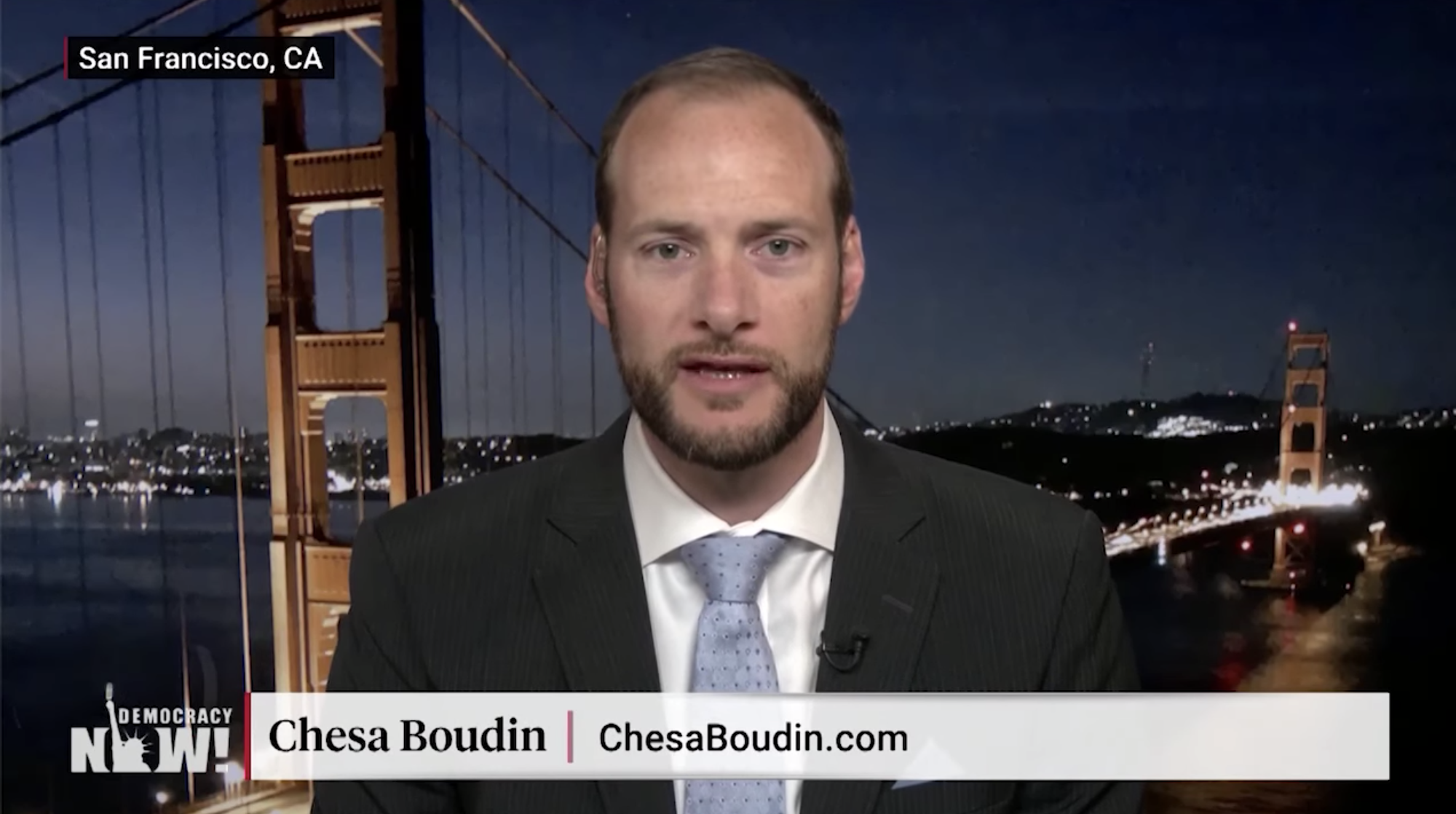 San Francisco District Attorney Chesa Boudin speaks to 'Democracy Now!' in October 2019. (YouTube screenshot/Democracy Now!)