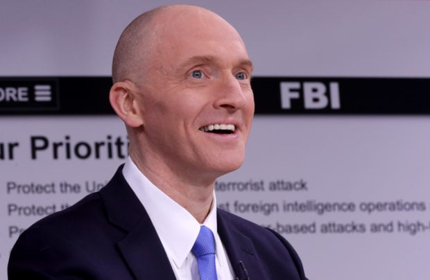 WASHINGTON, DC - MAY 29: Global Natural Gas Ventures founder Carter Page participates in a discussion on 'politicization of DOJ and the intelligence community in their efforts to undermine the president' hosted by Judicial Watch at the One America News studios on Capitol Hill May 29, 2019 in Washington, DC. A former Trump campaign advisor, Page was the subject of electronic surveillance by the FBI because a judge found probable cause that he was acting as an agent of the Russian government. (Photo by Chip Somodevilla/Getty Images)