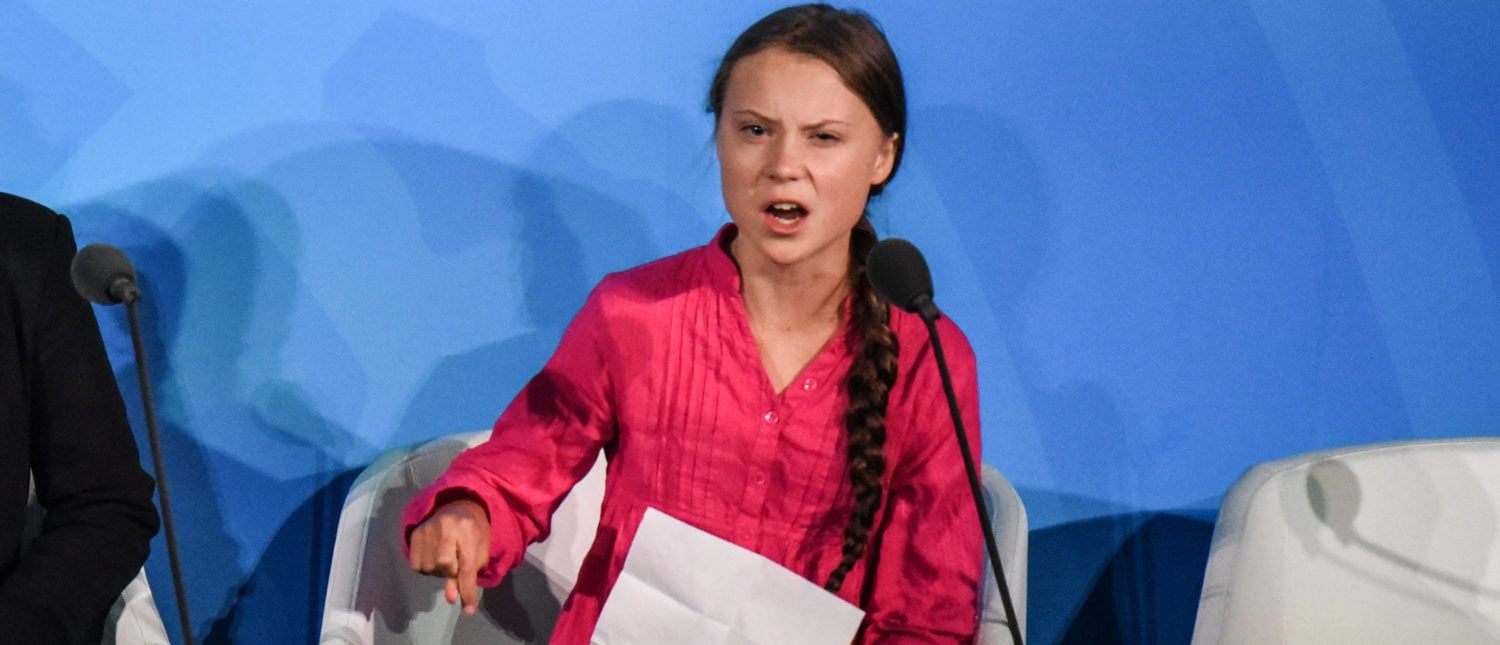 NEW YORK, NY - SEPTEMBER 23: Youth activist Greta Thunberg speaks at the Climate Action Summit at the United Nations on September 23, 2019 in New York City. While the United States will not be participating, China and about 70 other countries are expected to make announcements concerning climate change. The summit at the U.N. comes after a worldwide Youth Climate Strike on Friday, which saw millions of young people around the world demanding action to address the climate crisis. (Photo by Stephanie Keith/Getty Images)