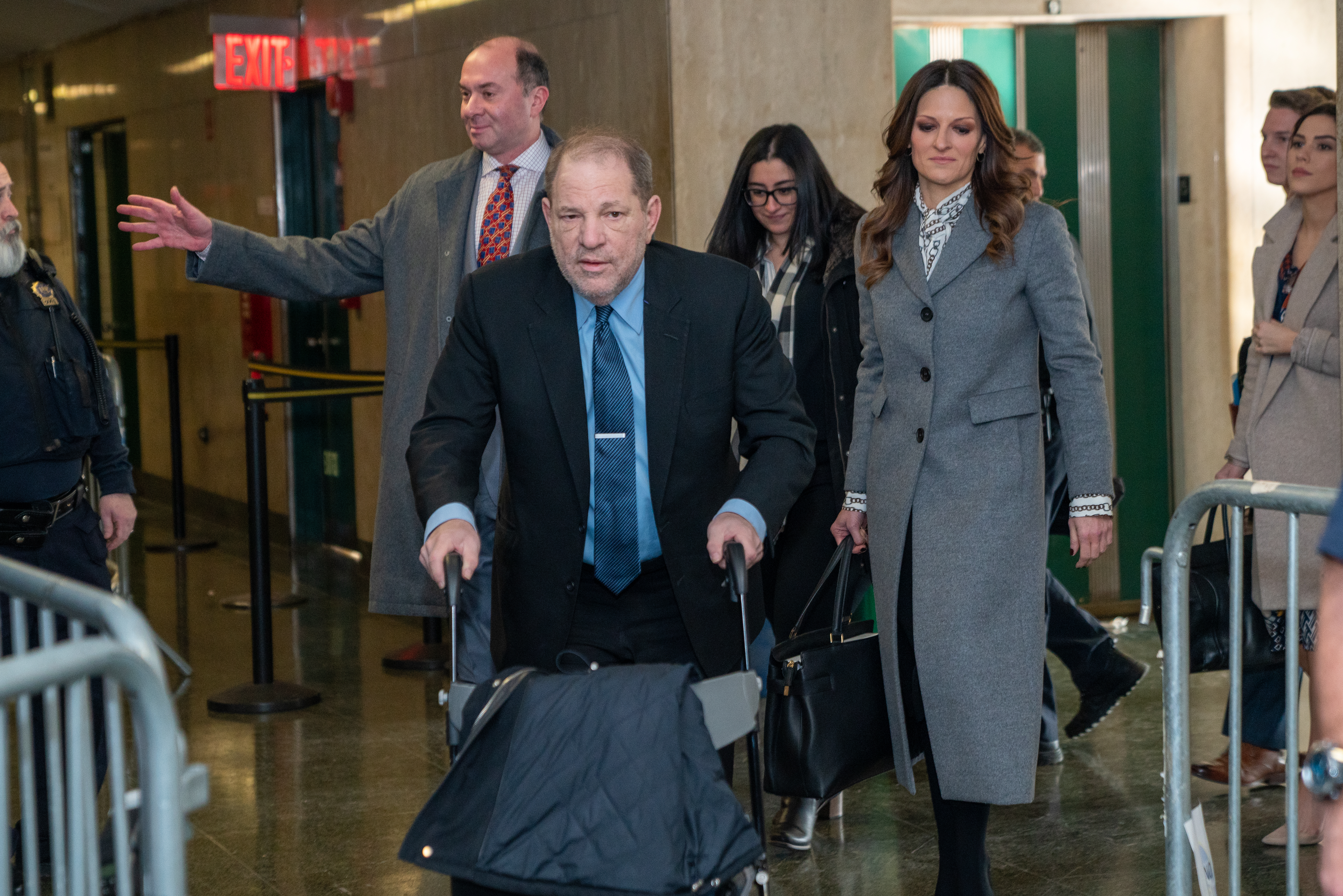Harvey Weinstein arrives at Manhattan Criminal Court for his sexual assault trial on January 29, 2020 in New York City. Weinstein, whose alleged sexual misconduct helped spark the #MeToo movement, pleaded not-guilty on five counts of rape and sexual assault against two unnamed women and faces a possible life sentence in prison. (Photo by David Dee Delgado/Getty Images)
