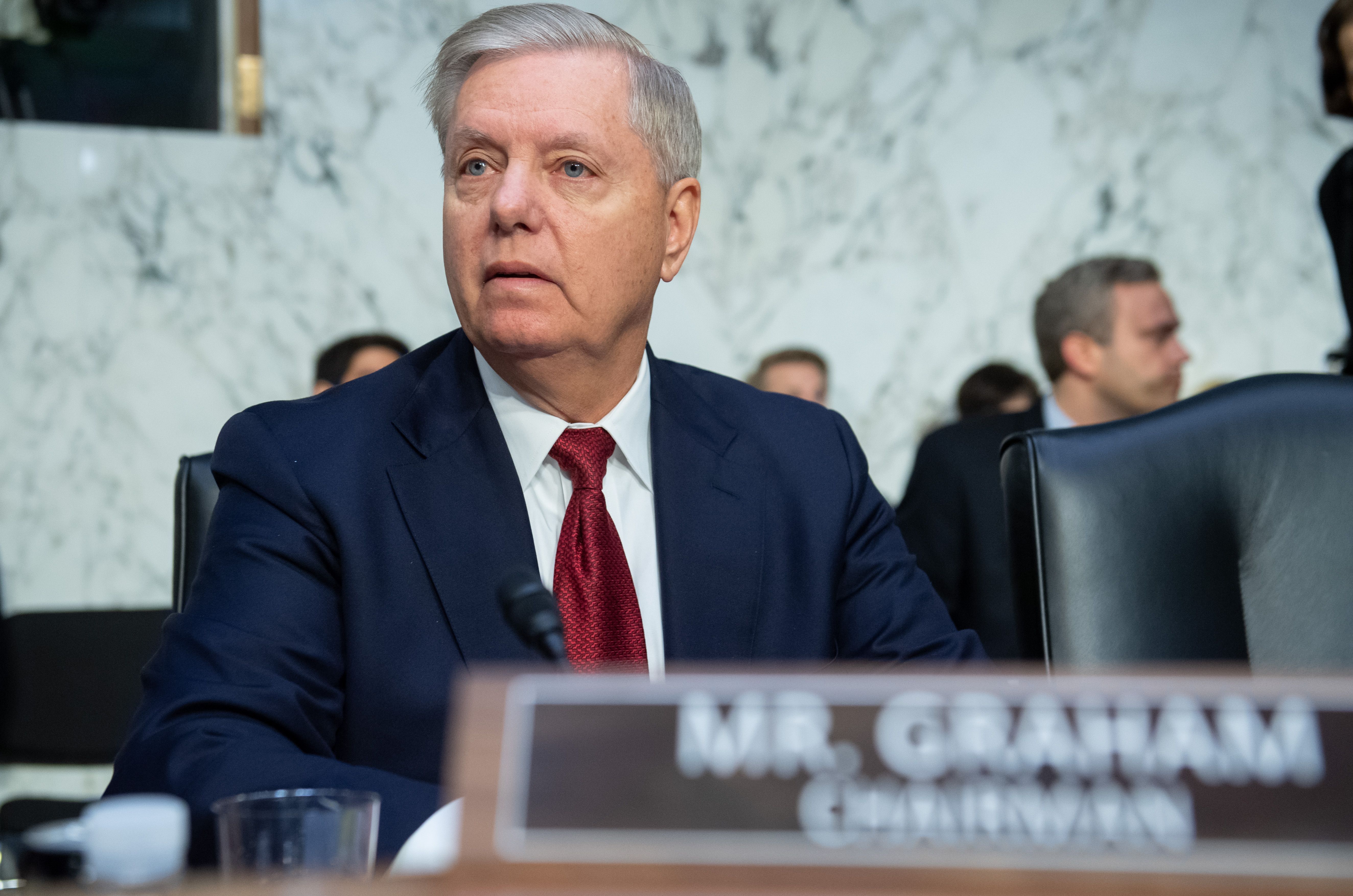 Senate Judiciary Committee Chairman Lindsey Graham (R-SC) arrives for hearing on Capitol Hill in December 2019. (Saul Loeb/AFP/Getty Images)