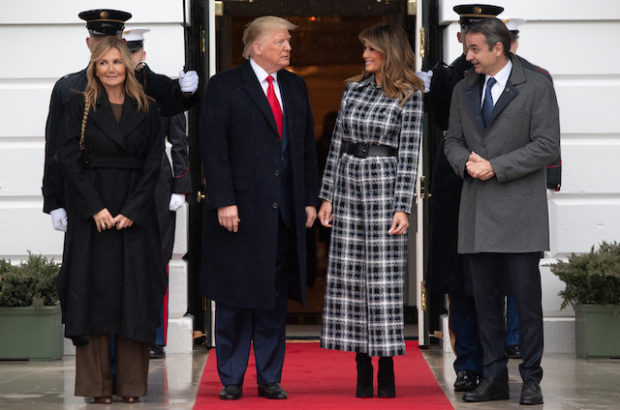 Melania Wows In Gorgeous Black And White Plaid Jumpsuit During ...