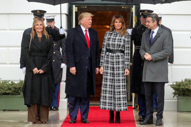 Melania Wows In Gorgeous Black And White Plaid Jumpsuit During ...