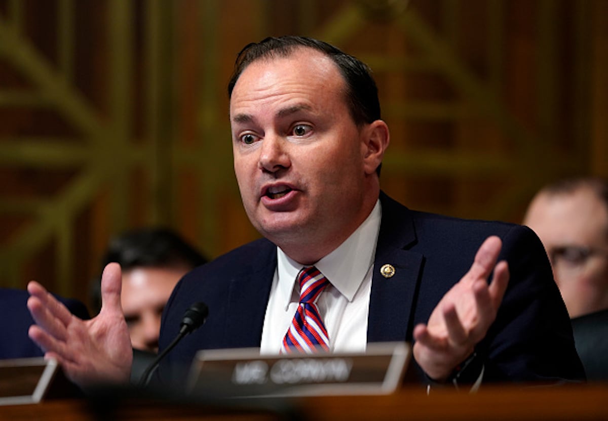 WASHINGTON, DC - SEPTEMBER 27: Sen. Mike Lee, R-Utah, questions Supreme Court nominee Brett Kavanaugh as he testifies before the Senate Judiciary Committee on Capitol Hill on September 27, 2018 in Washington, DC. Kavanaugh was called back to testify about claims by Dr. Christine Blasey Ford, who has accused him of sexually assaulting her during a party in 1982 when they were high school students in suburban Maryland. (Photo by Andrew Harnik - Pool/Getty Images)