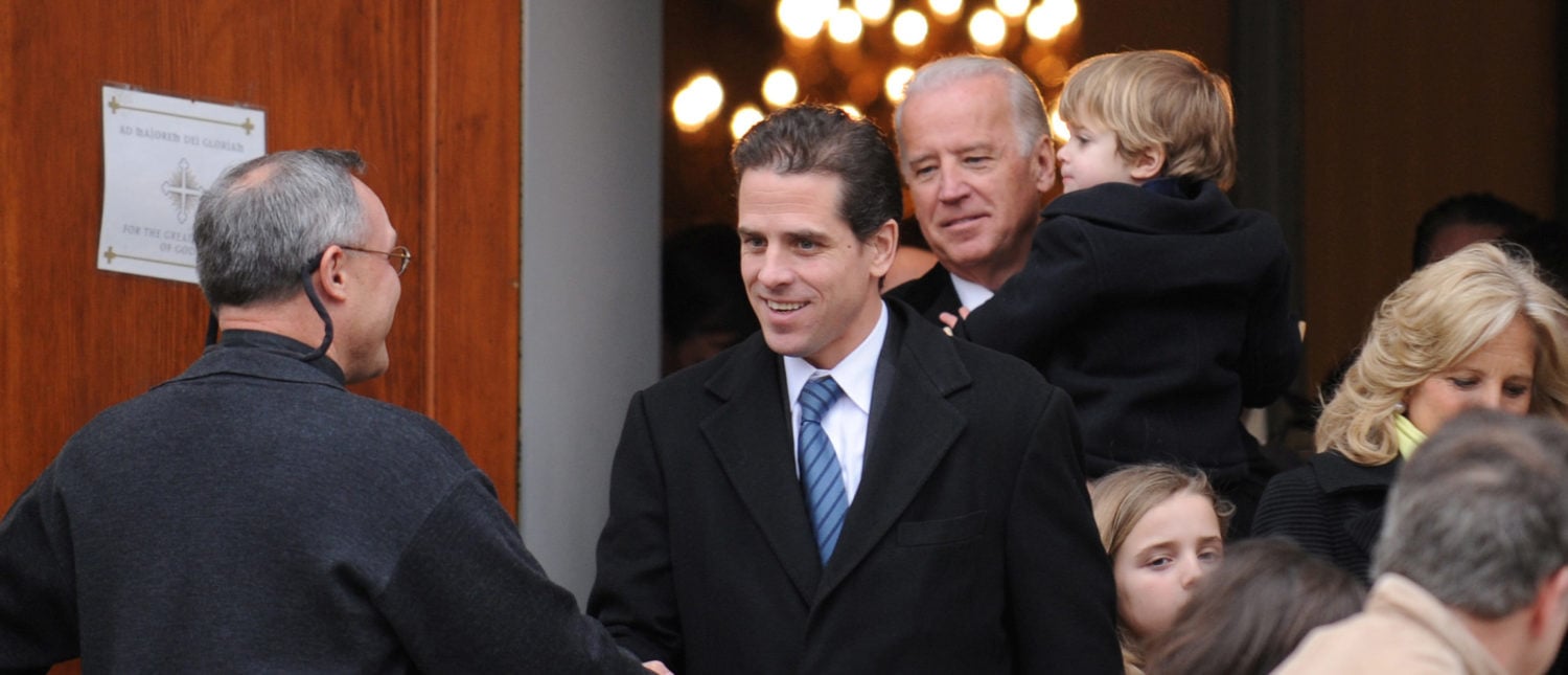 U.S. Vice President Joe Biden and his son Hunter Biden depart after a pre-inauguration church service in Washington, U.S., January 18, 2009. Picture taken January 18, 2009. REUTERS/Jonathan Ernst - RC1795992E60