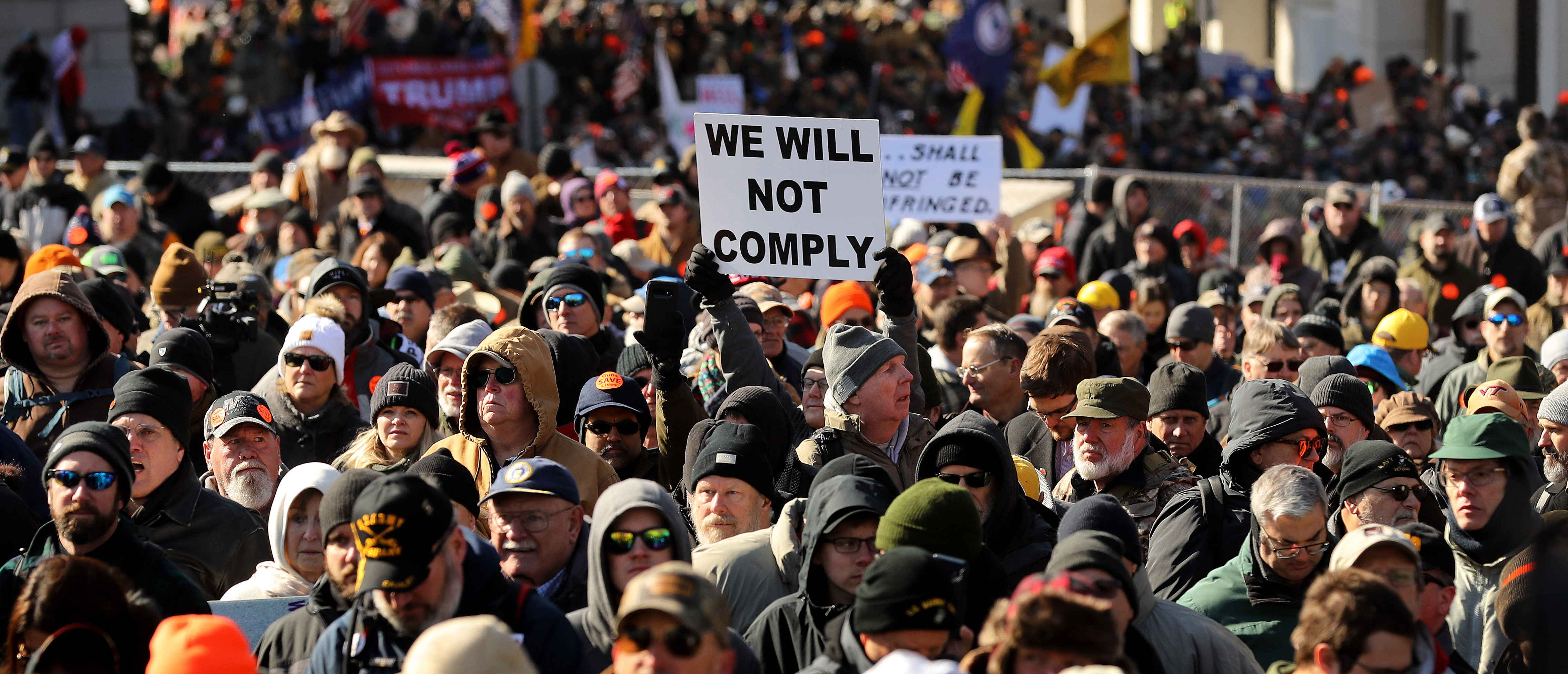 Thousands of gun rights advocates attend a rally organized by The Virginia Citizens Defense League on Capitol Square near the state capital building Jan. 20, 2020 in Richmond, Virginia. (Photo by Chip Somodevilla/Getty Images)