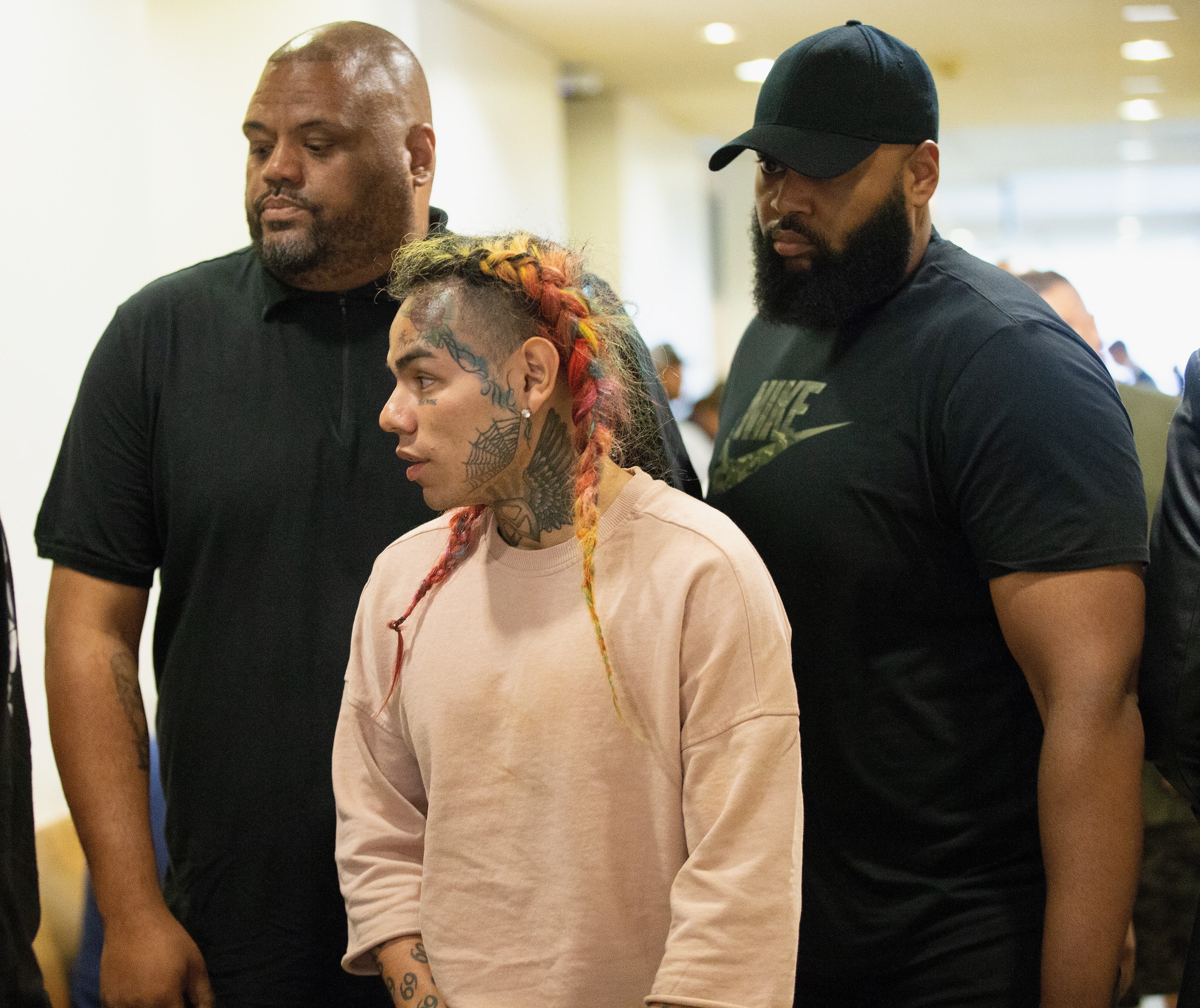 Rapper Tekashi69, real name Daniel Hernandez and also known as 6ix9ine, Tekashi 6ix9ine, Tekashi 69, arrives for his arraignment on assault charges in County Criminal Court #1 at the Harris County Courthouse on August 22, 2018 in Houston, Texas. (Photo by Bob Levey/Getty Images)