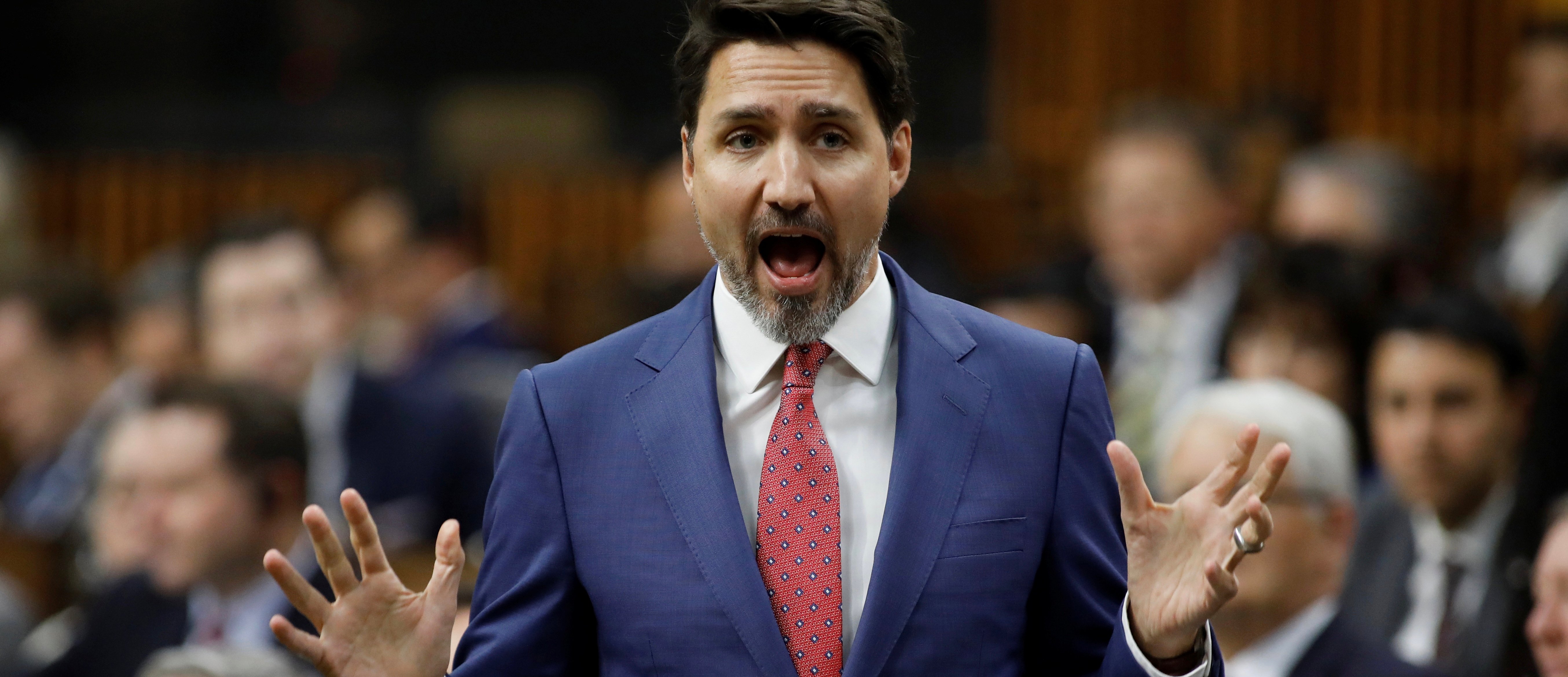 Canada's Prime Minister Justin Trudeau speaks during Question Period in the House of Commons on Parliament Hill in Ottawa, Ontario, Canada February 3, 2020. REUTERS/Blair Gable