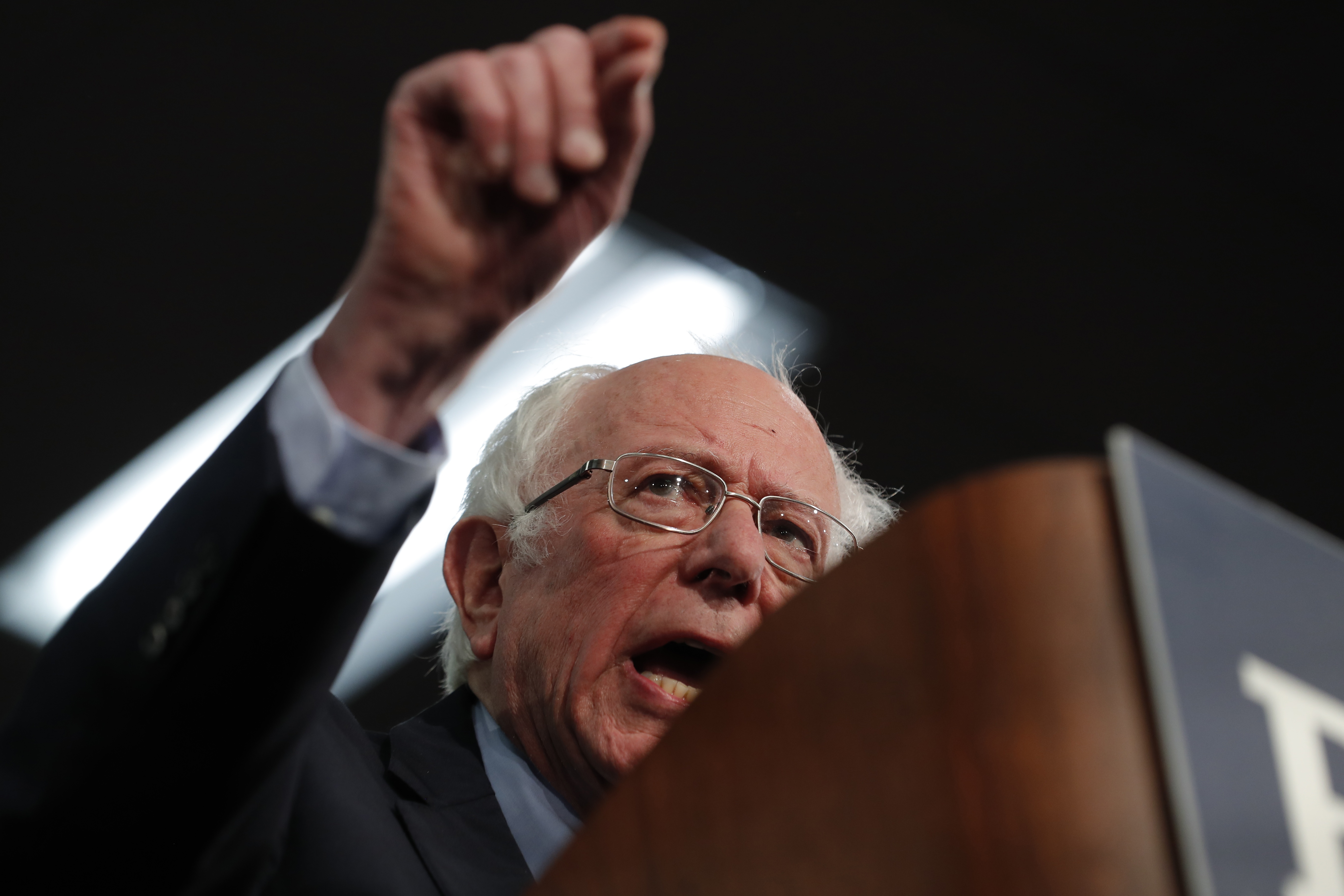 Democratic presidential candidate Senator Bernie Sanders addresses supporters at a rally at the Drake University Olmsted Center in Des Moines, Iowa, U.S., Feb. 3, 2020. REUTERS/Mike Segar 