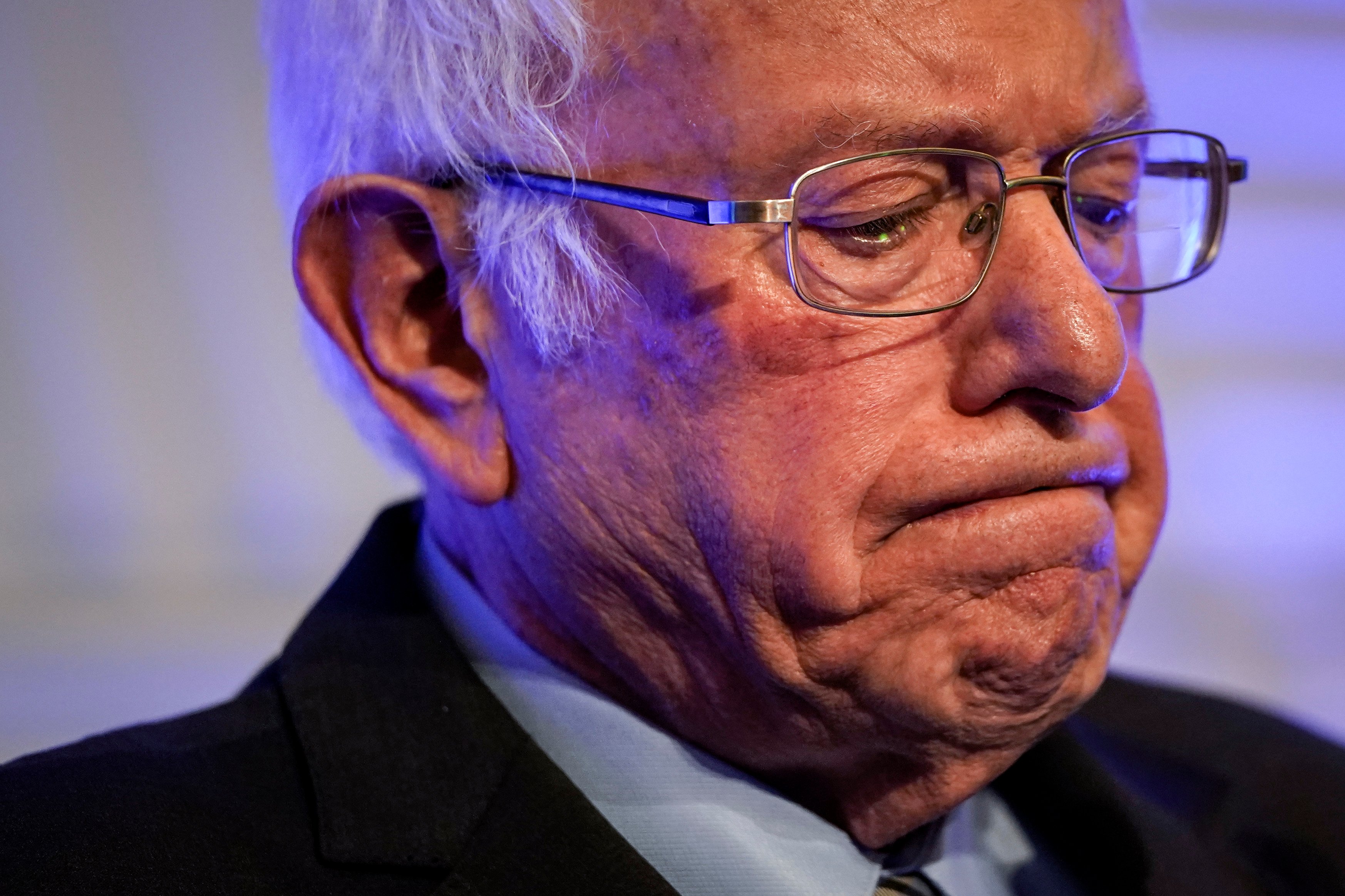 CHARLESTON, SC - FEBRUARY 24: Democratic presidential candidate Sen. Bernie Sanders (I-VT) pauses while speaking at the South Carolina Democratic Party "First in the South" dinner on February 24, 2020 in Charleston, South Carolina. South Carolina holds its Democratic presidential primary on Saturday, February 29. (Photo by Drew Angerer/Getty Images)