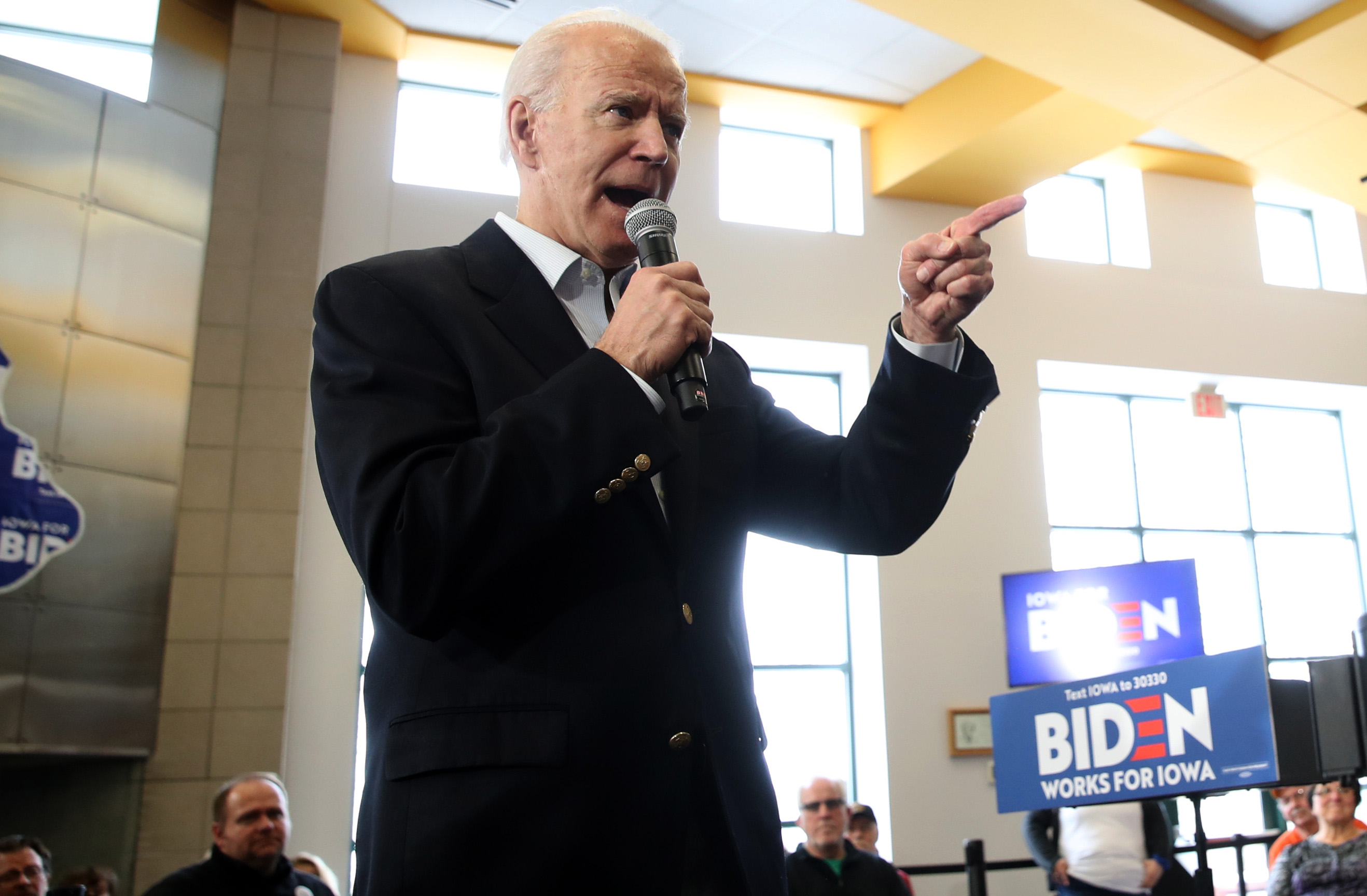 DUBUQUE, IOWA - FEBRUARY 02: Democratic presidential candidate former Vice President Joe Biden speaks during a campaign event on February 02, 2020 in Dubuque, Iowa. With one day to go before the 2020 Iowa Presidential caucuses, Joe Biden is campaigning across Iowa. (Photo by Justin Sullivan/Getty Images)