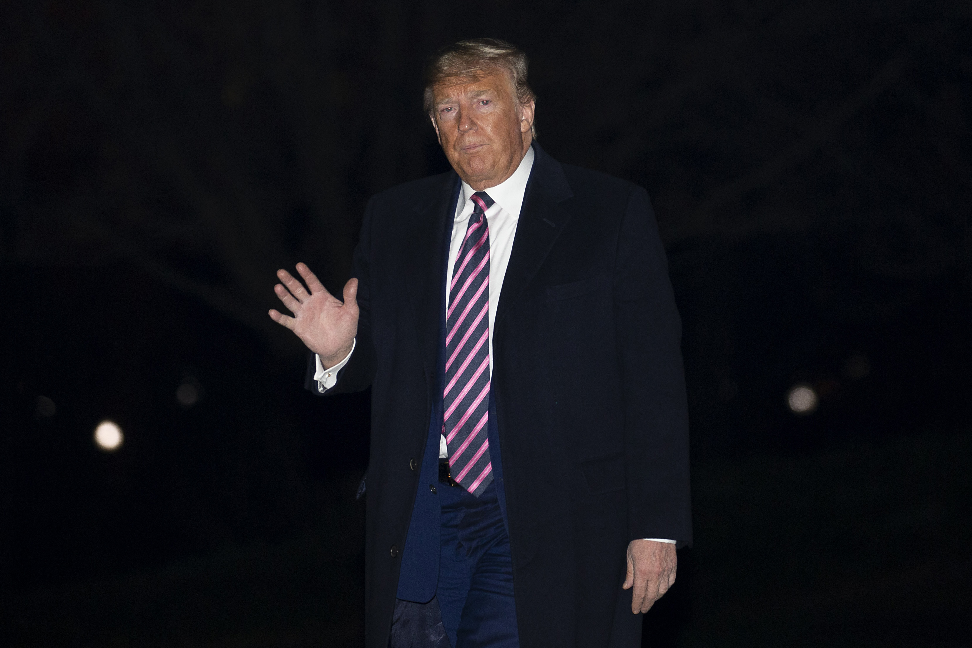 WASHINGTON, DC - FEBRUARY 21: U.S. President Donald Trump walks on the South Lawn while returning to the White House following a campaign rally in Nevada on February 21, 2020 in Washington, DC. (Photo by Tasos Katopodis/Getty Images)