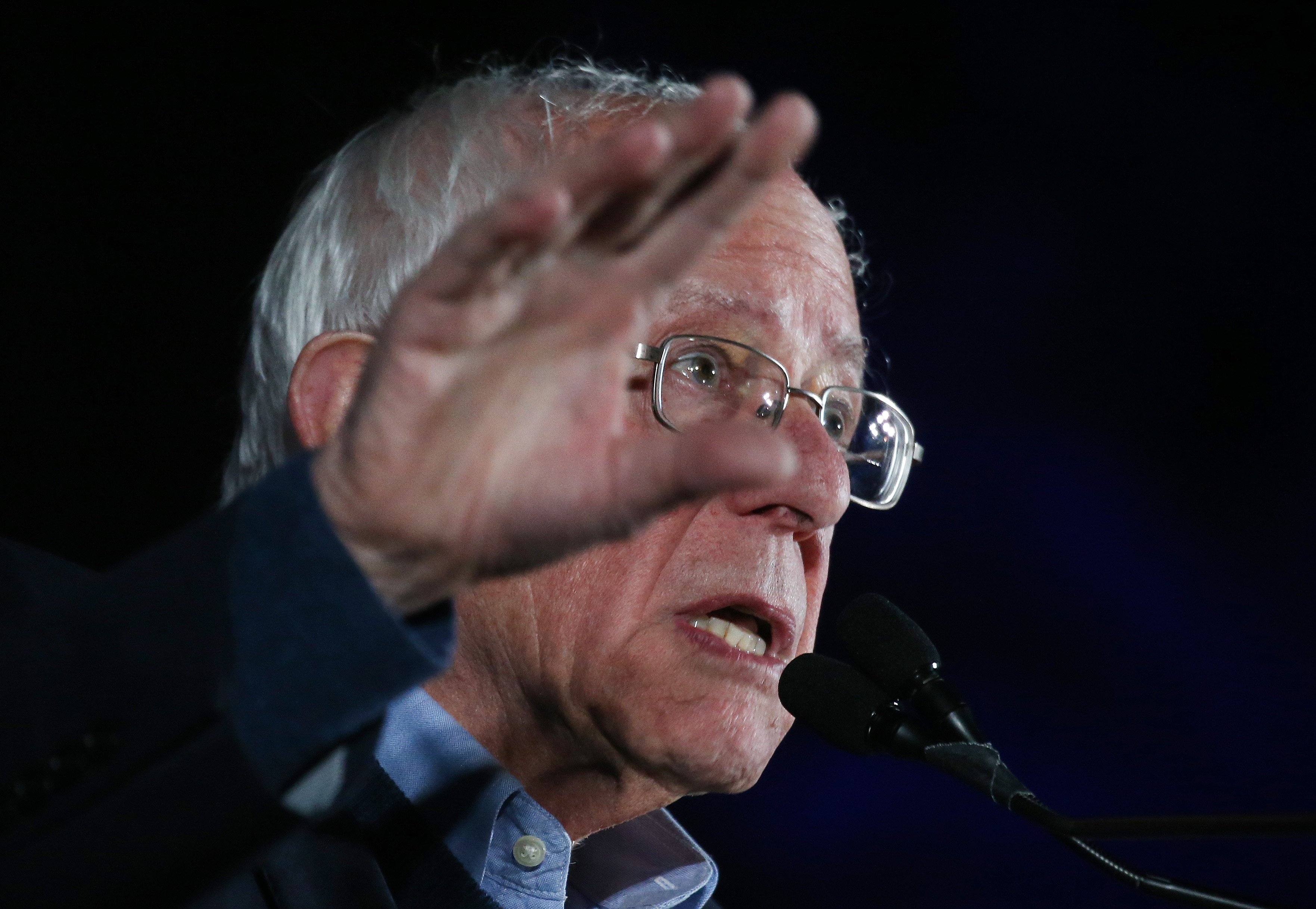 LAS VEGAS, NEVADA - FEBRUARY 21: Democratic presidential candidate Sen. Bernie Sanders (I-VT) speaks to supporters at a campaign rally on February 21, 2020 in Las Vegas, Nevada. The upcoming Nevada Democratic presidential caucus will be held February 22. (Photo by Mario Tama/Getty Images)