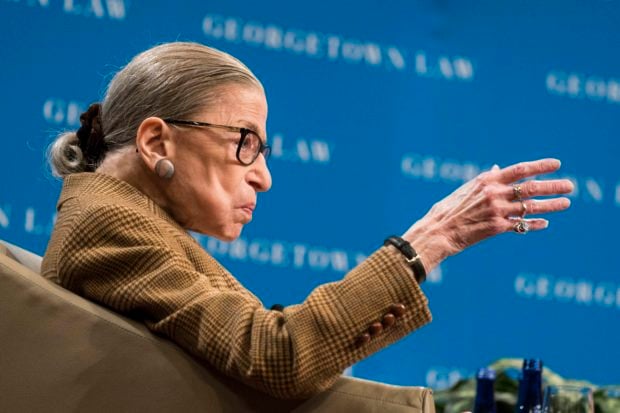 Justice Ruth Bader Ginsburg at the Georgetown University Law Center on February 10, 2020. (Sarah Silbiger/Getty Images)