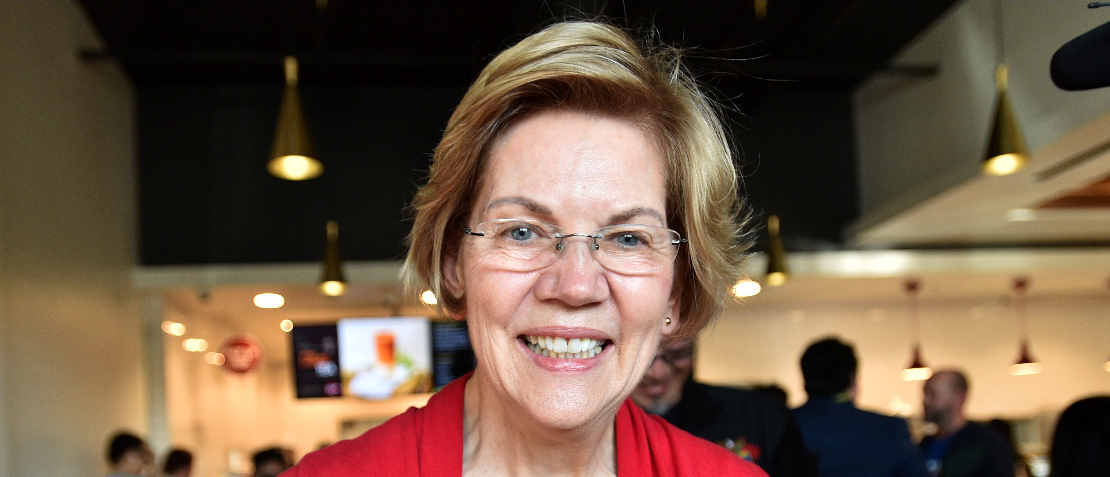 Democratic U.S. presidential candidate Senator Elizabeth Warren greets people during a campaign stop in Las Vegas