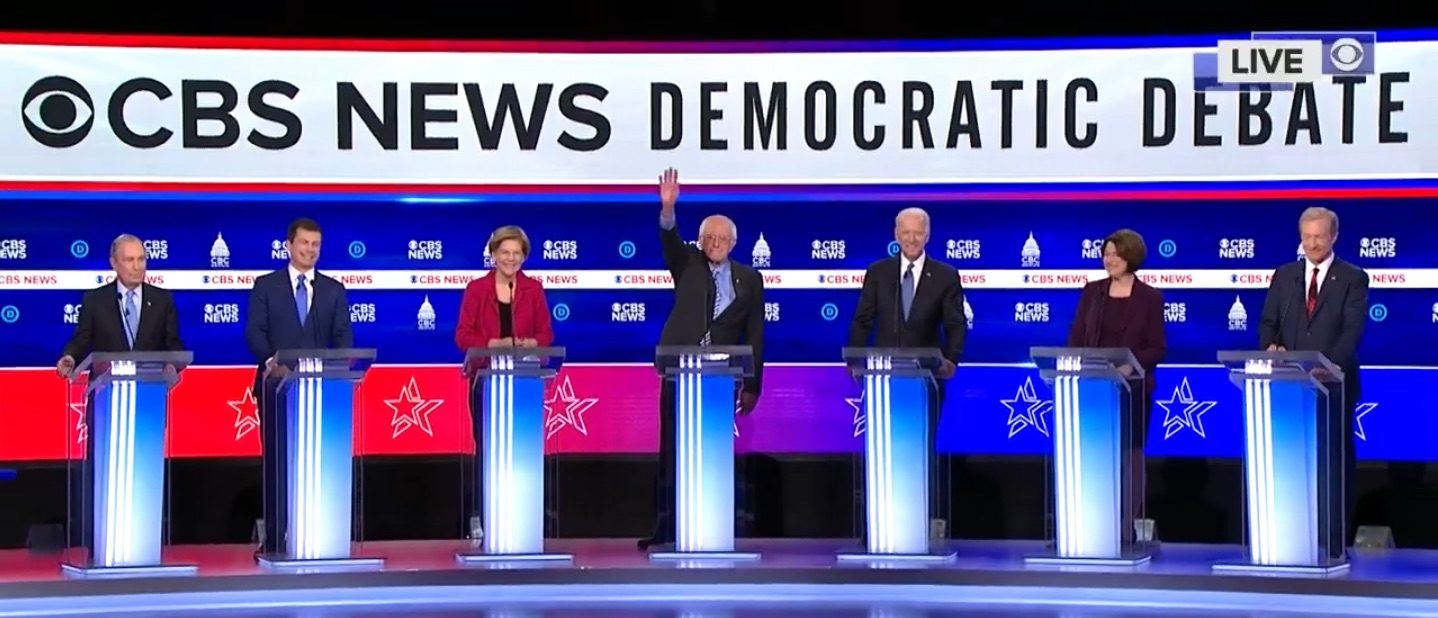 The 10th democratic debate. (Screenshot/CBS News)