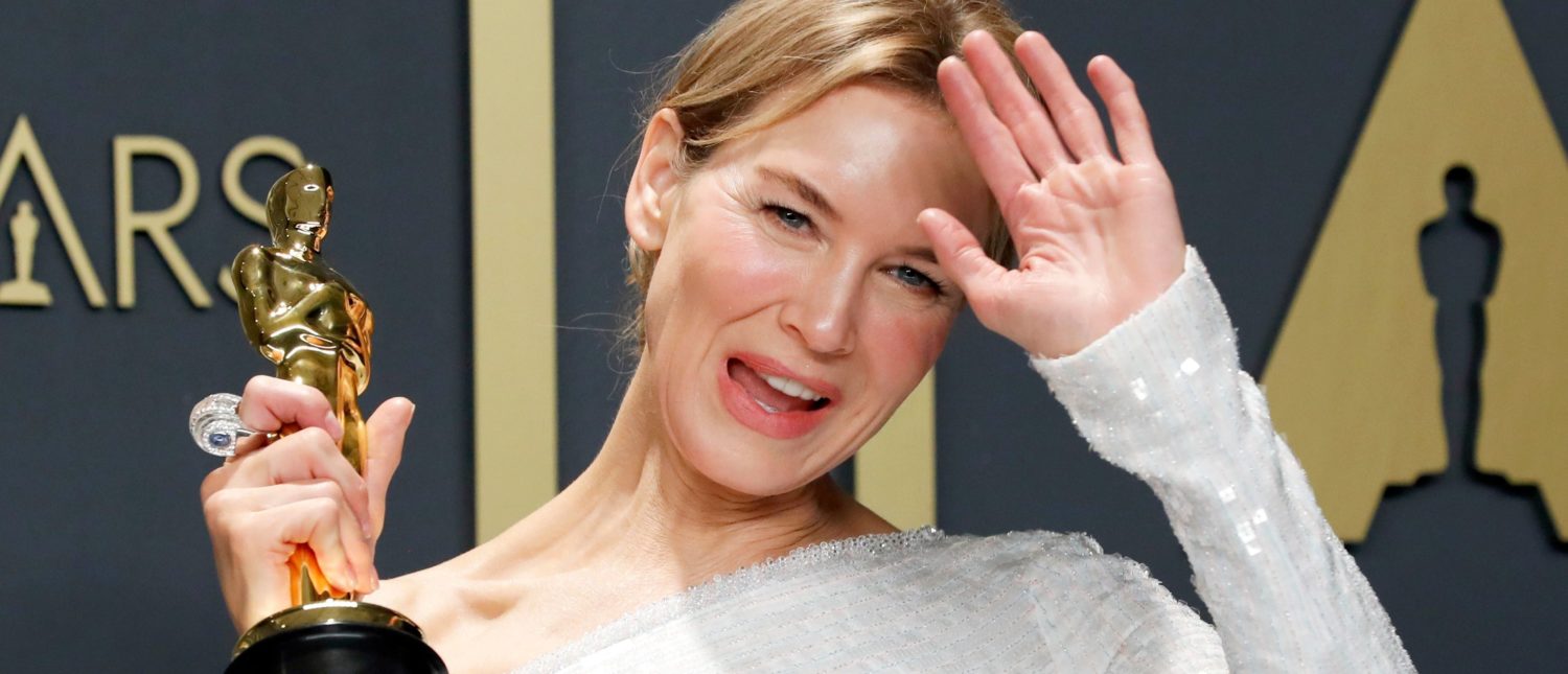 Renee Zellweger reacts with her Oscar for Best Actress in "Judy" in the photo room during the 92nd Academy Awards in Hollywood, Los Angeles, California, U.S., February 9, 2020. REUTERS/Lucas Jackson 