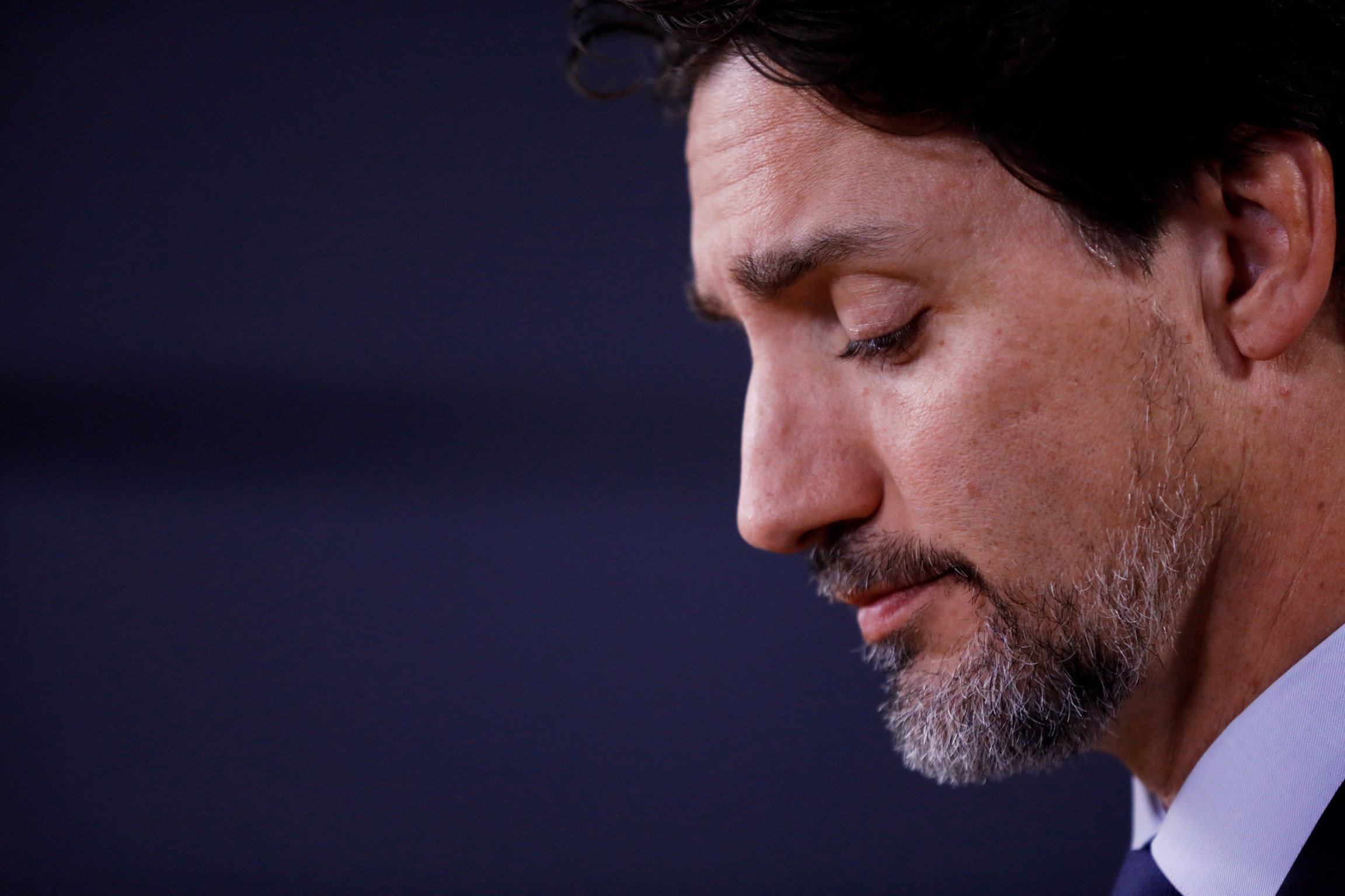 Canada's Prime Minister Justin Trudeau attends a news conference about flight PS752 from Tehran to Kiev that crashed shortly after takeoff, in Ottawa, Ontario, Canada Jan. 8, 2020. REUTERS/Blair Gable 