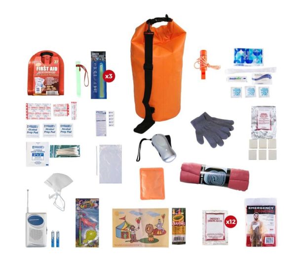 A survival kit specifically designed with young children in mind (Photo via Outbreak Provisions) 