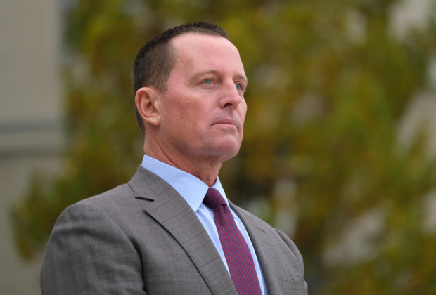 BERLIN, GERMANY - NOVEMBER 08: U.S. Ambassador to Germany Richard Grenell waits for the arrival of U.S. Secretary of State Mike Pompeo for talks with German Defense Minister Annegret Kramp-Karrenbauer at the Federal Defense Ministry on November 08, 2019 in Berlin, Germany. Pompeo is on a two-day visit to Germany ahead of the 30th anniversary of the fall of the Berlin Wall. (Photo by Sean Gallup/Getty Images)