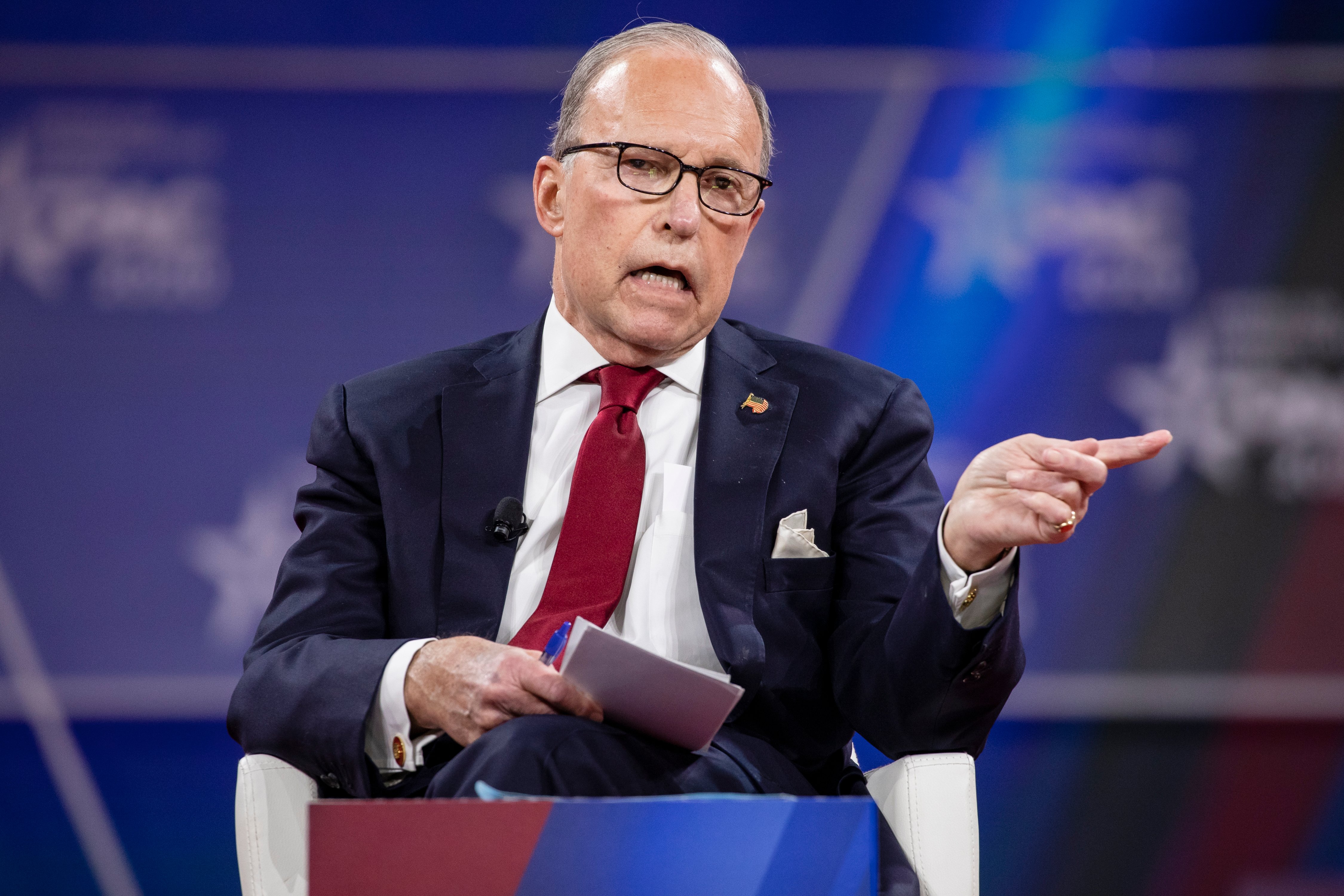 NATIONAL HARBOR, MD - FEBRUARY 28: Larry Kudlow, Director of the White House National Economic Council, speaks at the Conservative Political Action Conference 2020 (CPAC) hosted by the American Conservative Union on February 28, 2020 in National Harbor, MD. (Photo by Samuel Corum/Getty Images)