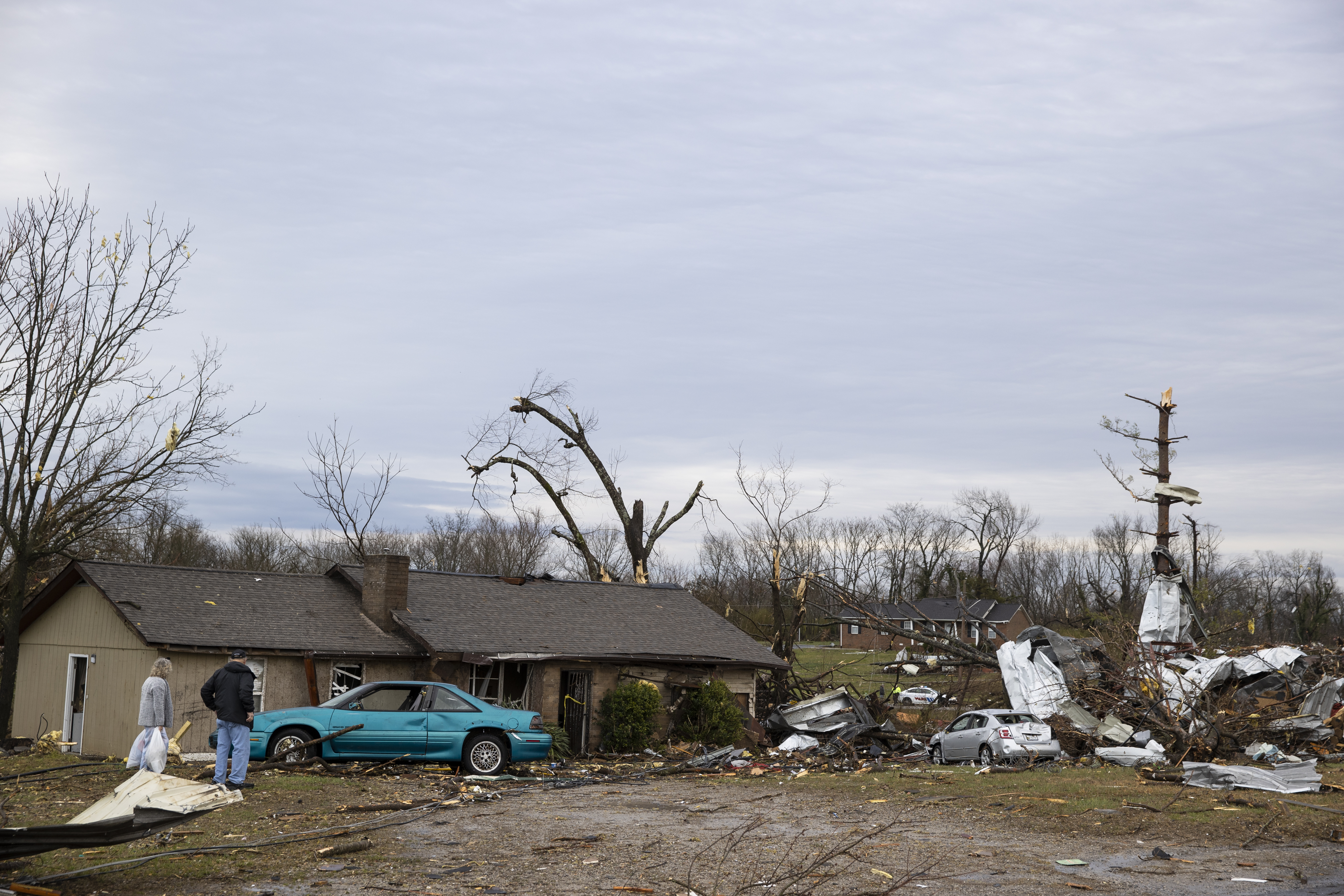 Lavern and Judy Hix survey their home, damaged by high winds from one of several tornadoes that tore through the state overnight on March 3, 2020 in Cookeville, Tennessee. (Photo by Brett Carlsen/Getty Images)