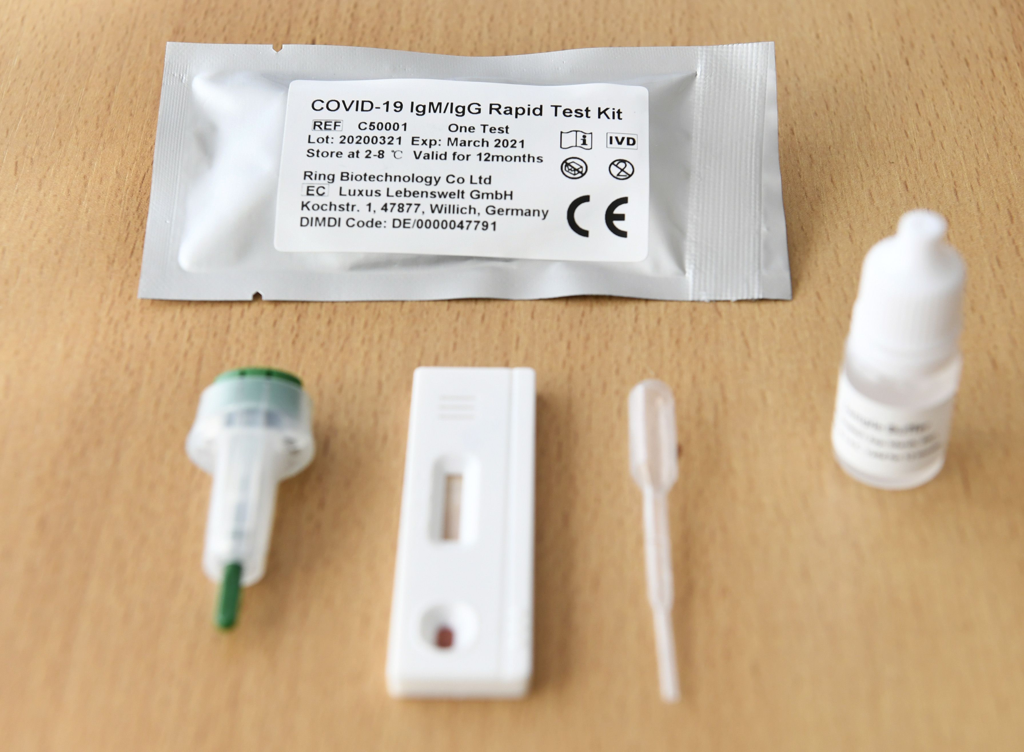 COVID-19 rapid test kit at the World Health Laboratories (Photo by PIROSCHKA VAN DE WOUW/ANP/AFP via Getty Images)