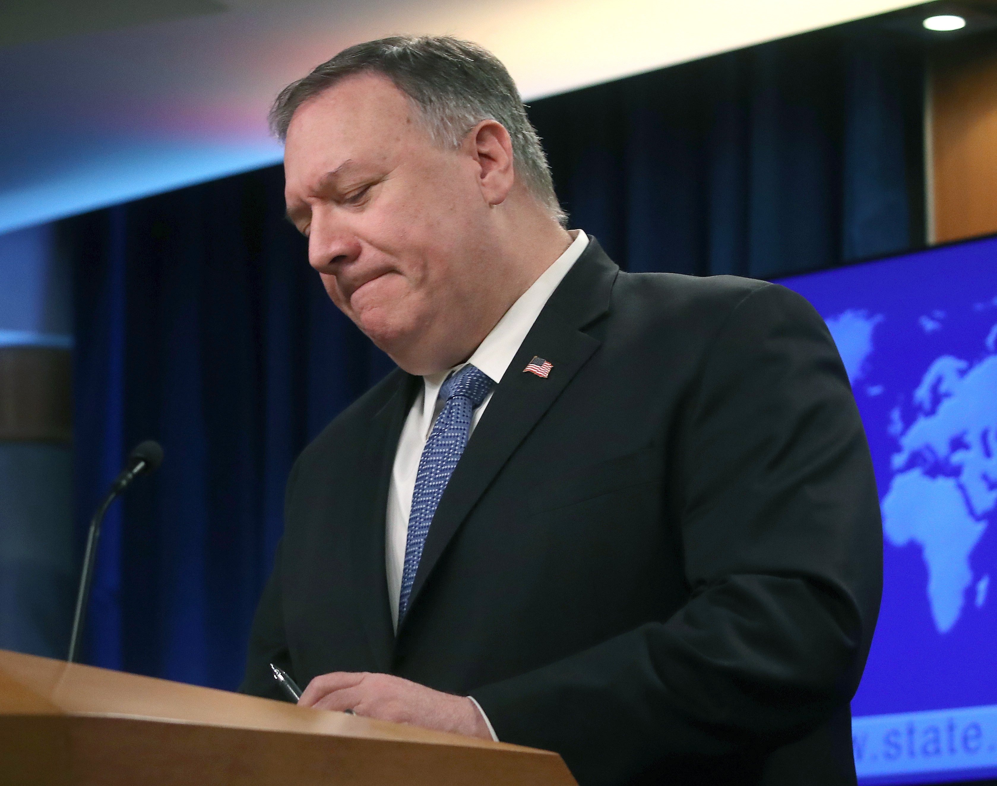 WASHINGTON, DC - MARCH 05: U.S. Secretary of State Mike Pompeo speaks during a briefing at the State Department on February 5, 2020 in Washington, DC. Secretary Pompeo spoke on several topics including the coronavirus and the recent truce with the Taliban. (Photo by Mark Wilson/Getty Images)