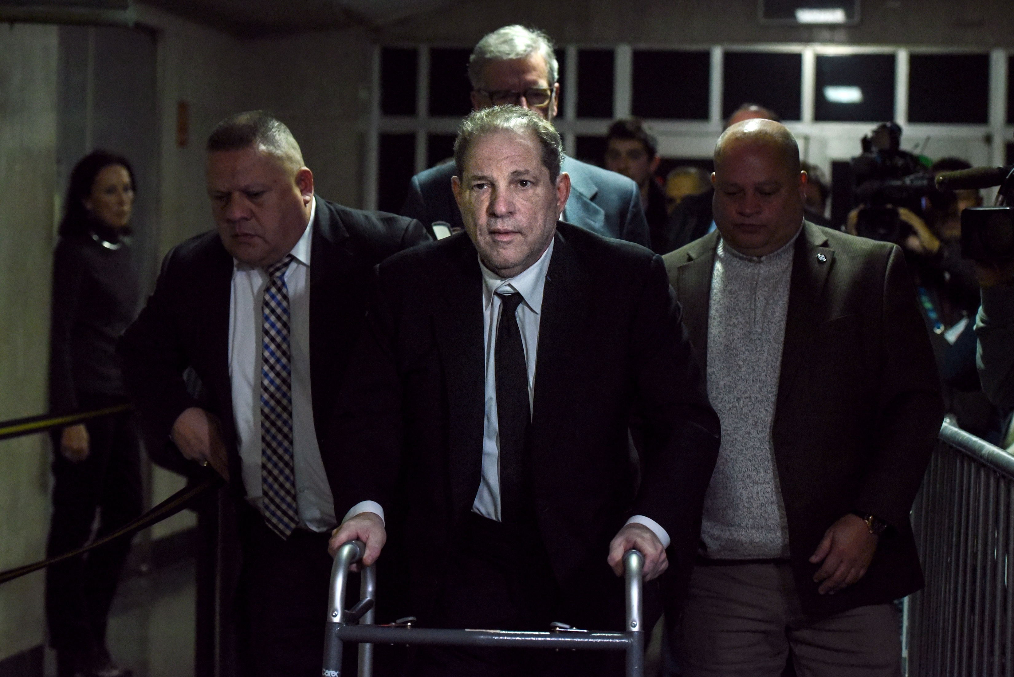 Harvey Weinstein leaves the courtroom in New York City criminal court on January 6, 2020 in New York City. Weinstein, a movie producer whose alleged sexual misconduct helped spark the #MeToo movement, pleaded not-guilty on five counts of rape and sexual assault against two unnamed women and faces a possible life sentence in prison. (Photo by Stephanie Keith/Getty Images)