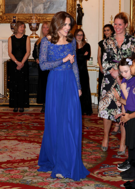 Kate Middleton Stuns In Sparkling Royal Blue Gown At Buckingham Palace ...