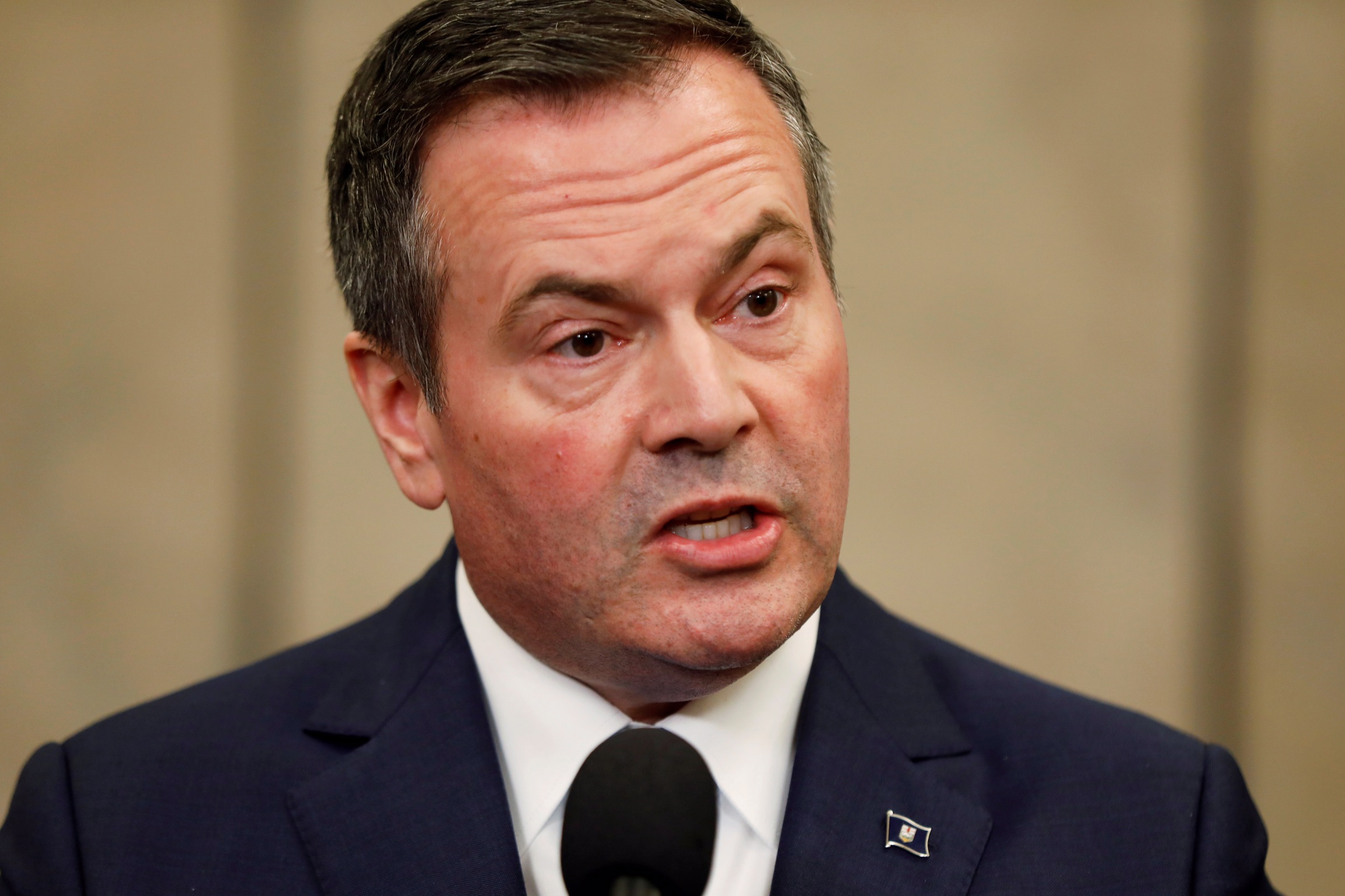 FILE PHOTO: Alberta Premier Jason Kenney speaks during a news conference after meeting with Canada's Prime Minister Justin Trudeau on Parliament Hill in Ottawa, Ontario, Canada December 10, 2019. REUTERS/Blair Gable