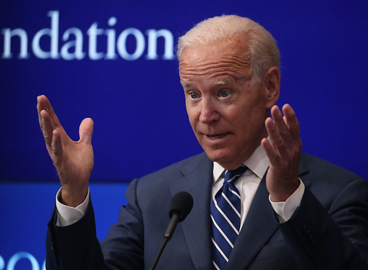 WASHINGTON, DC - MAY 08: Former U.S. Vice President Joe Biden delivers a keynote address regarding the future of the middle class, at the Brookings Institution, on May 8, 2018 in Washington, DC. (Photo by Mark Wilson/Getty Images)