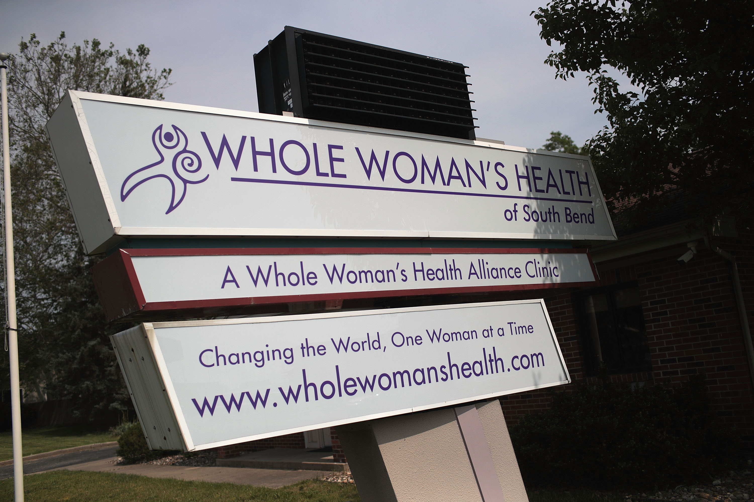 SOUTH BEND, INDIANA - JUNE 19: A sign sits in the front of Whole Woman's Health of South Bend on June 19, 2019 in South Bend, Indiana. The clinic, which provides reproductive healthcare for women including providing abortions is scheduled to open next week following a nearly two-year court battle. Part of the Texas-based nonprofit Whole Woman's Health Alliance, the clinic will offer medication-induced abortions for women who are up to 10 weeks pregnant. (Photo by Scott Olson/Getty Images)