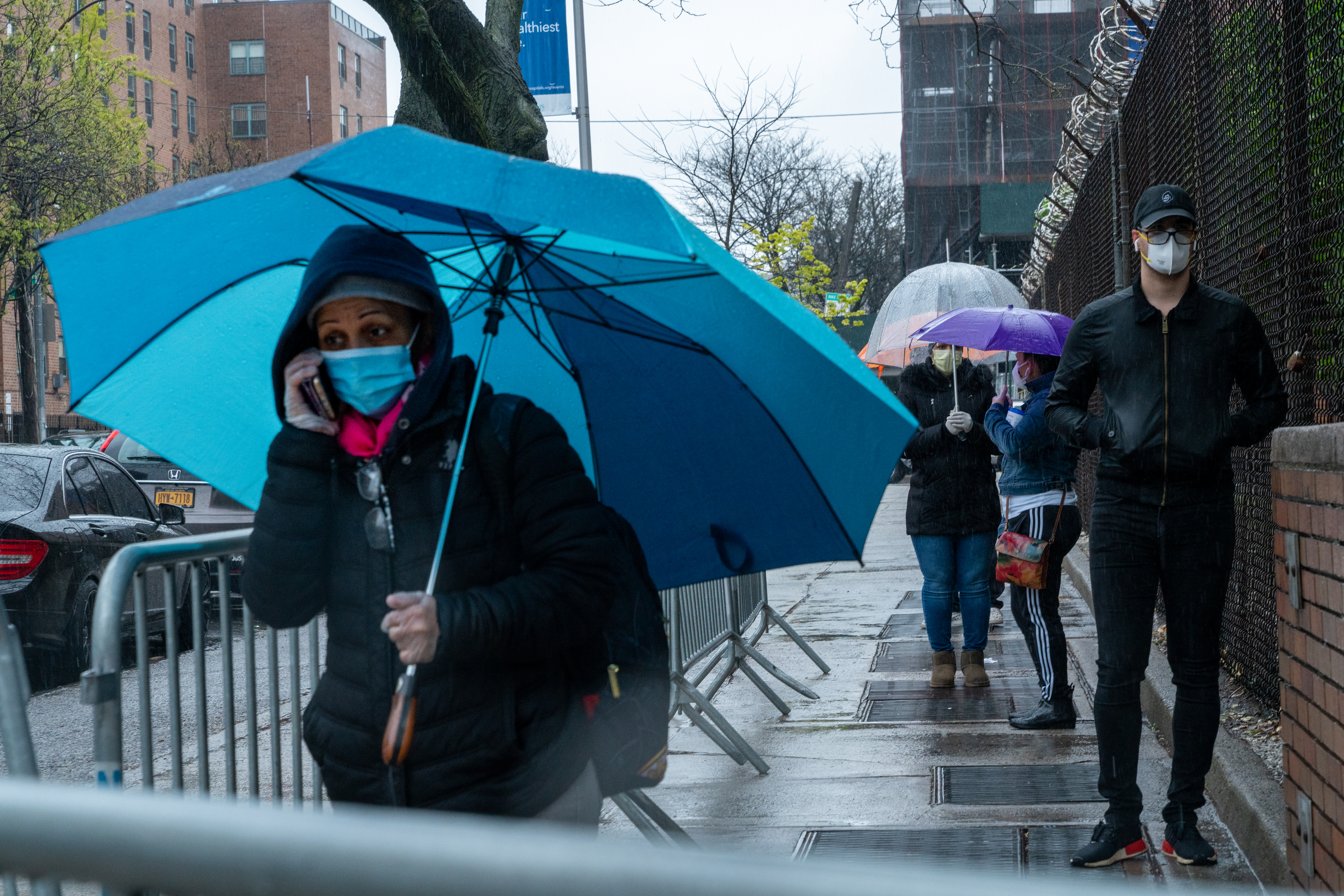 People stand in line at NYC Health + Hospitals/Gotham Health, Belvis to be tested for the coronavirus (COVID-19) on April 24, 2020, in the Bronx borough of New York City. (David Dee Delgado/Getty Images)