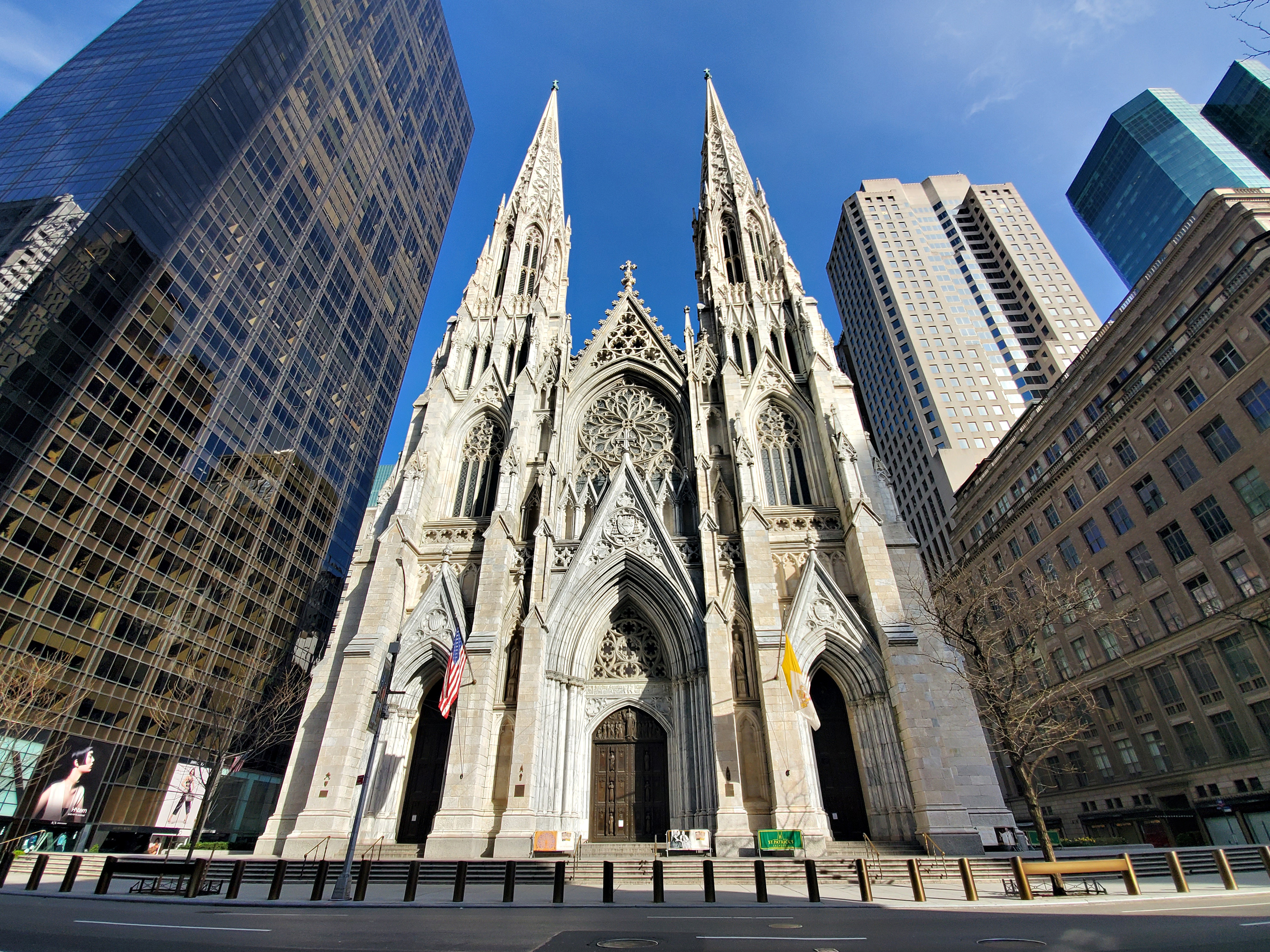 A view of St. Patricks Cathedral during the coronavirus pandemic. (Photo by Cindy Ord/Getty Images)