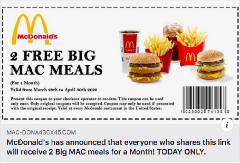 FACT CHECK Is McDonald’s Offering 2 Free Big Mac Meals To Everyone Who